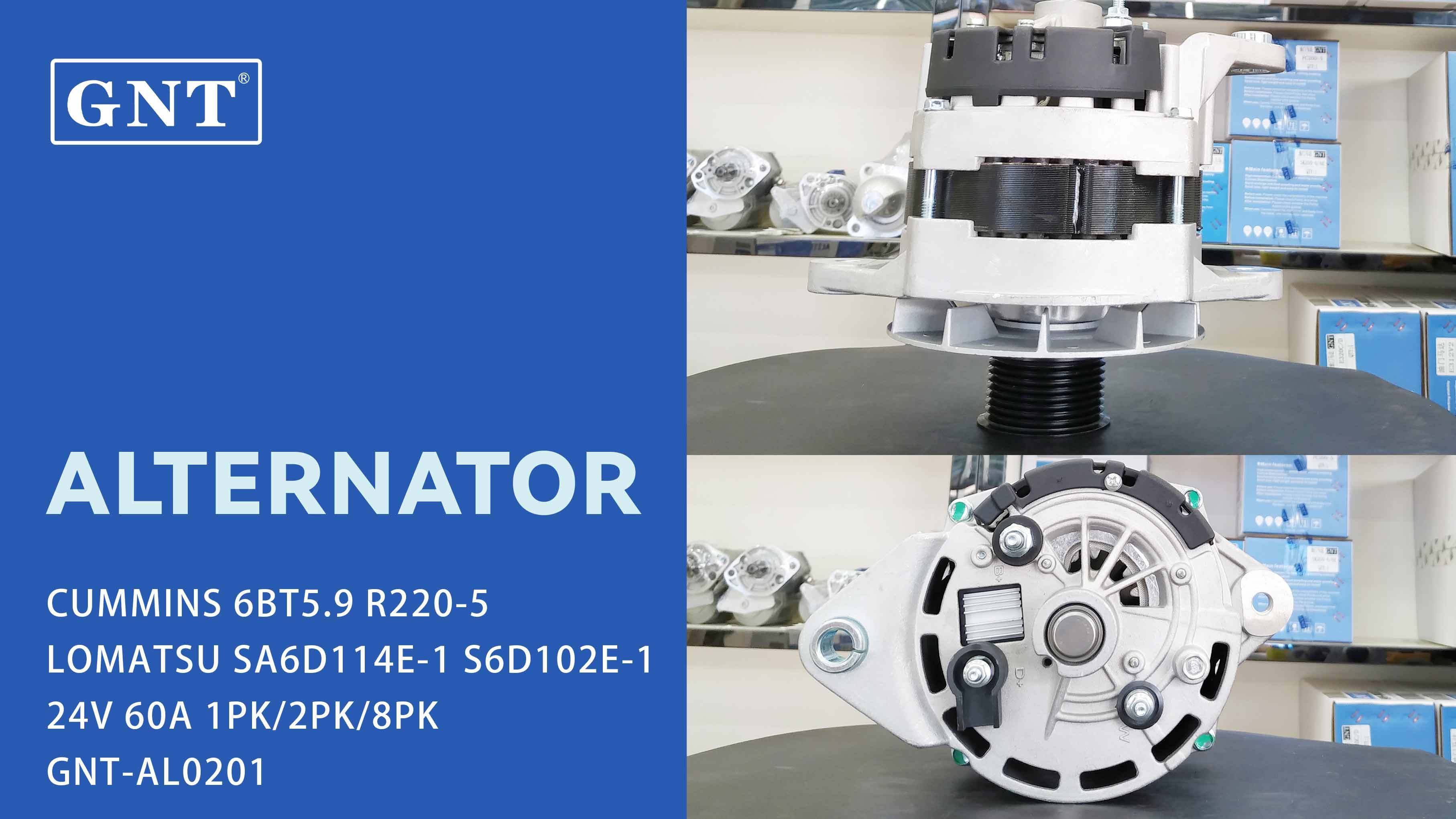 24V 60A Alternator compatible with CUMMINS 6BT5.9 Engine 6008219390 6008219810 6008613111 6216846650 6742015170 871140044 1305787H91 1307203H1