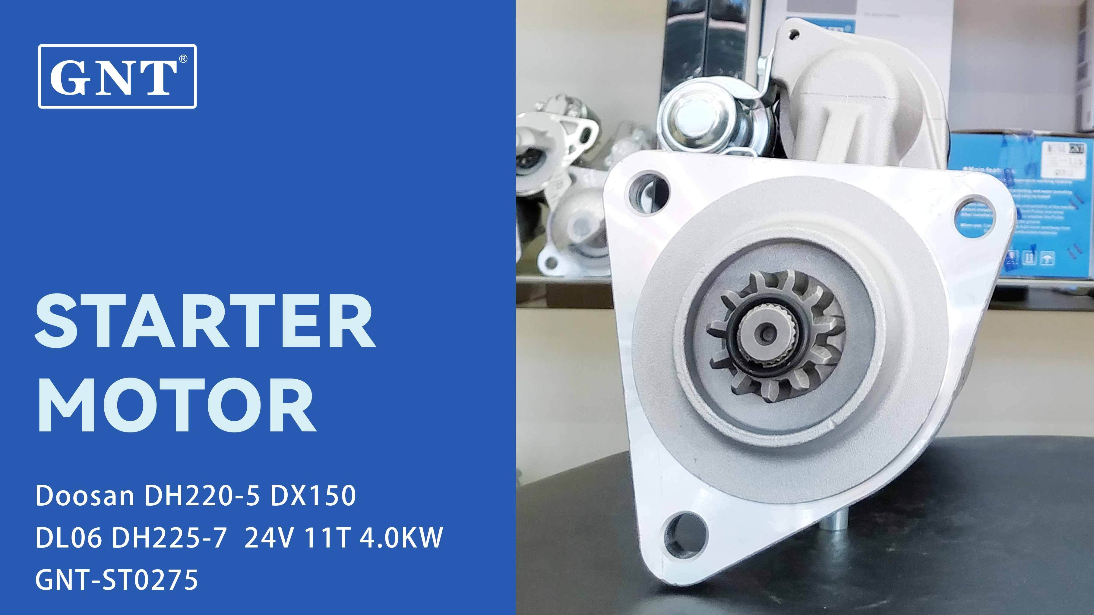 24V 11T Starter compatible with Doosan DH220-5 DX150 DX225LC-9 DH215-9 Engine 65262017063 65262017076 65262017076A 65262017077B 65262017078