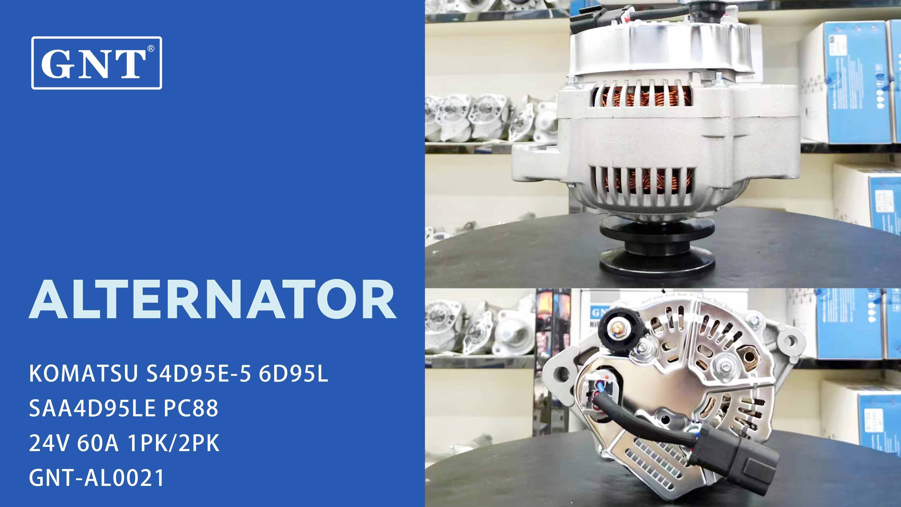 24V 60A Alternator compatible with KOMATSU S4D95E-5 6D95L Engine 1022110470 1022114080 1022114081 6008616510 4945839 2706059390