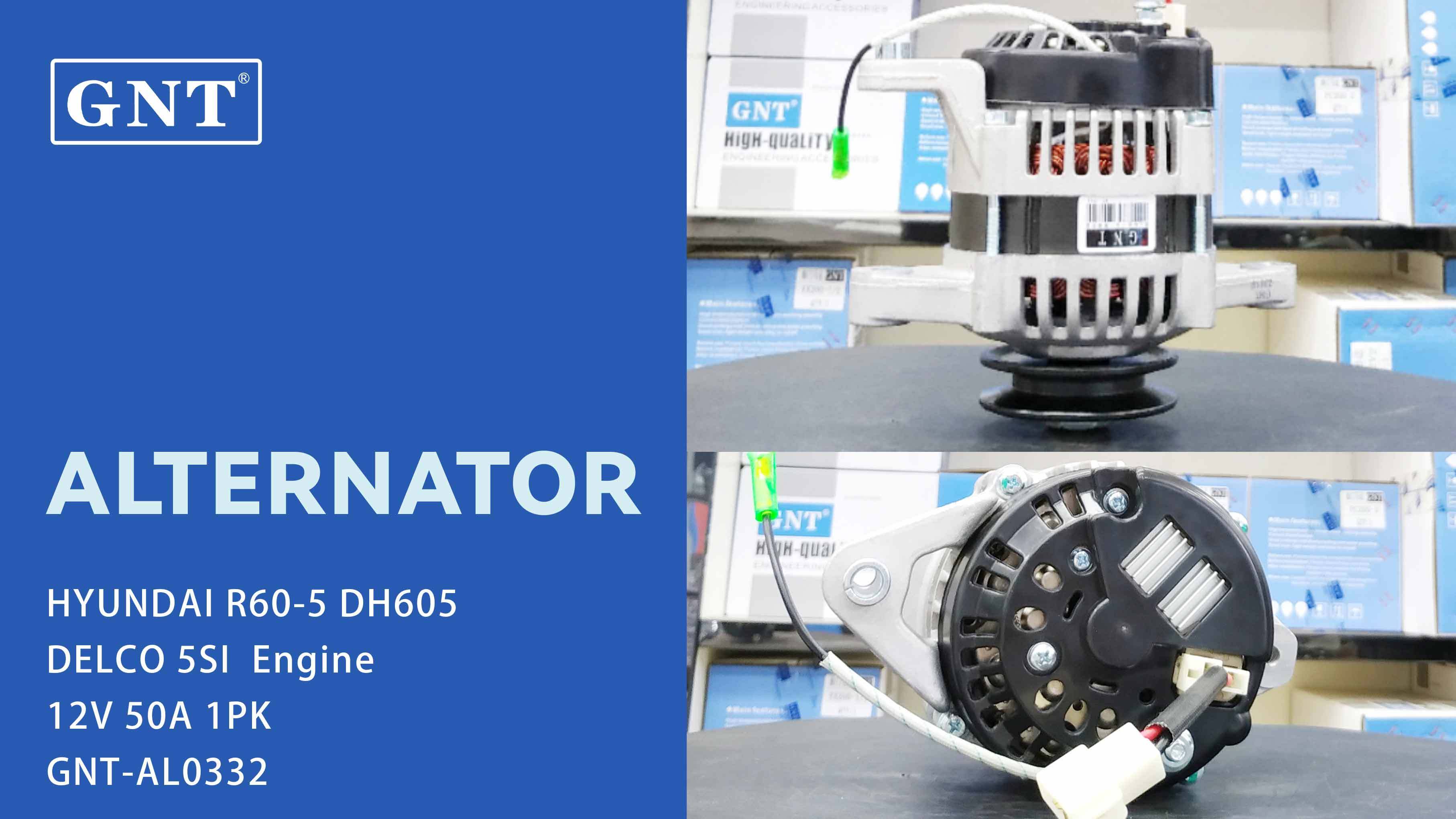 12V 50A Alternator compatible with HYUNDAI R60-5 DH605 DELCO 5SI Engine 11983677210 19020700 ALD6065SK ALD6065UH ALD6065UW