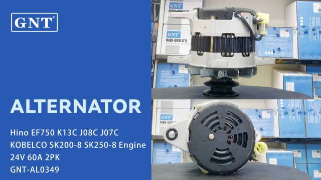24V 60A GNT Alternator compatible with Hino J08C Engine 02011023011 02011023012 02011520210 02011520211 02011520212 02011520213