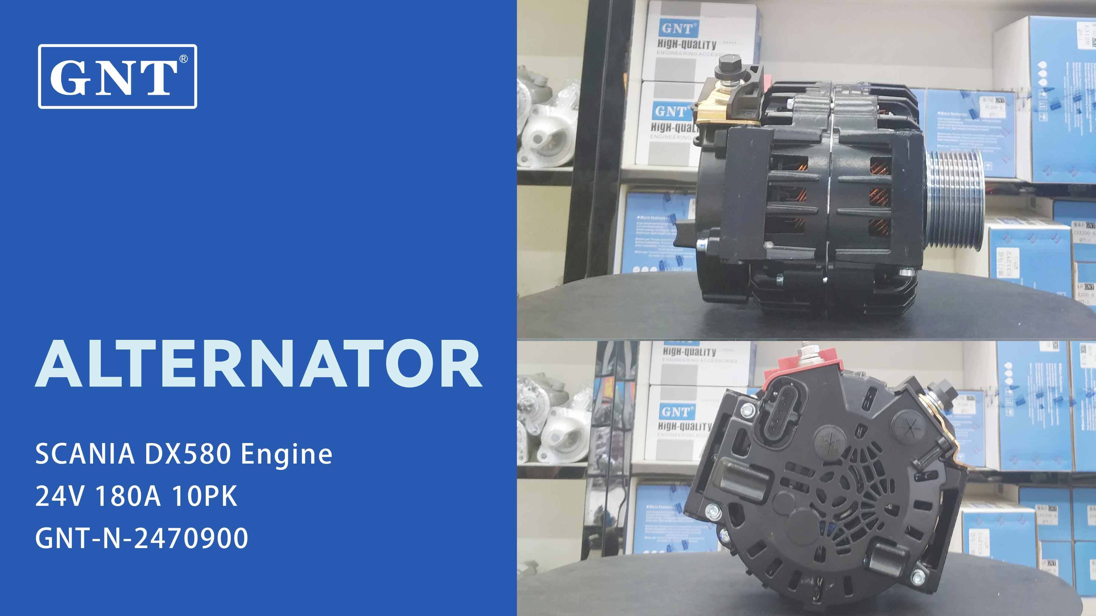 24V 180A Alternator compatible with SCANIA DX580 Engine 6530818 A150P224 AVI150P2104HP AVI150P2115HP AVI150P2124HP AVI150P2114HP