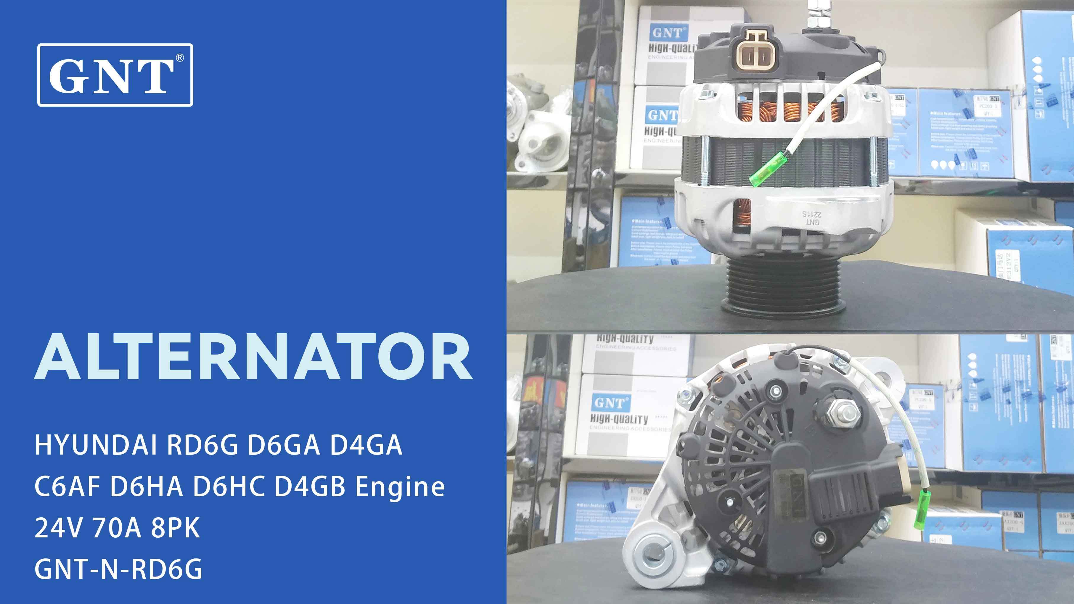24V 70A Alternator compatible with HYUNDAI D6GA D4GA Engine 3730048000 3730048AA0 3730048AA1 2655838 600288 A0002655838 ALA8001WA