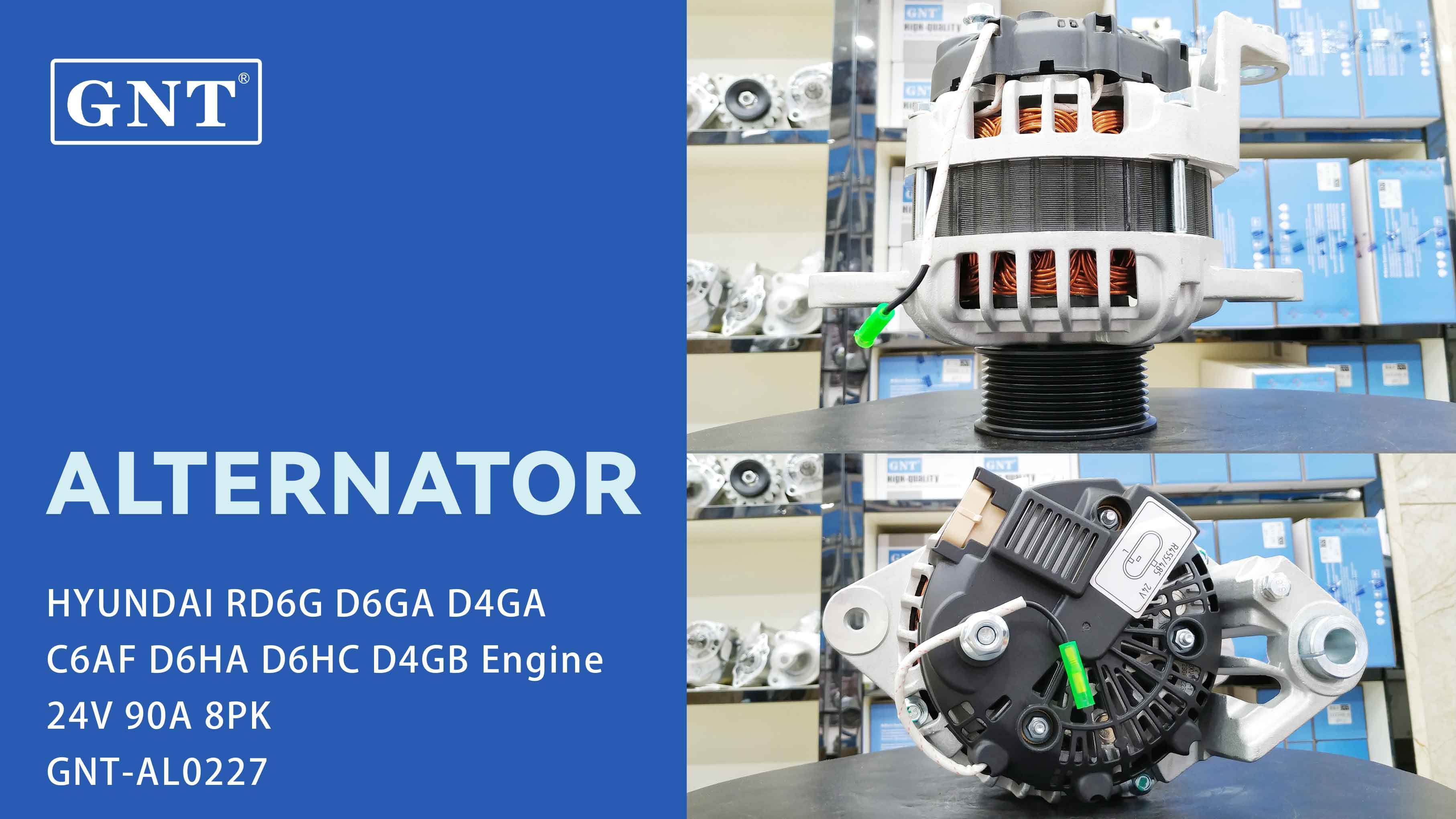 24V 90A Alternator compatible with HYUNDAI RD6G D4GA Engine 21Q642001 21Q642002 2610987 600356 A000V610987 ALV3333RB ALV3333WA