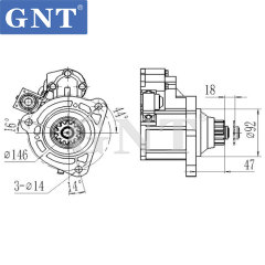 DONGFENG CUMMINS 6CT8.3 PRESTOLITE SYSTEM Starter motor 1005-00405, M105R3038SE, M105R3038SE-VPP, MS3504, MS3509