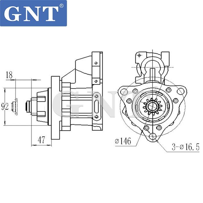 24V 12T 9.0KW GNT Starter compatible with Cummins ISL Engine 10461759 19011512 8200027 8200044 8200449 8200450 8200702 8300011