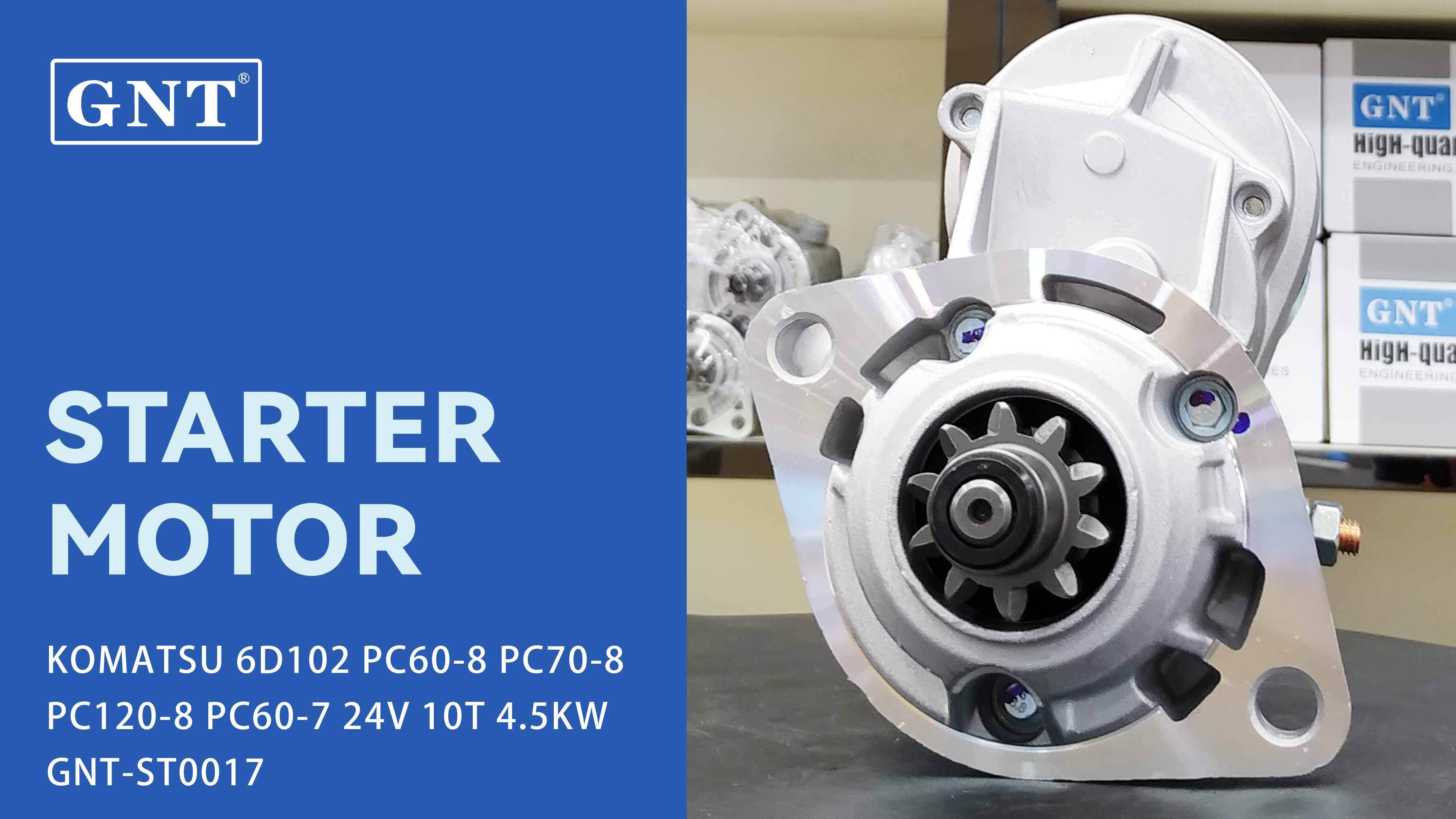 24V 10T Starter compatible with KOMATSU 6D102 PC60-8 Engine 3863128 3864298 3864928 3920644 3922474 3957592 395759200 3970101 370226A1 2280007900 2280007901