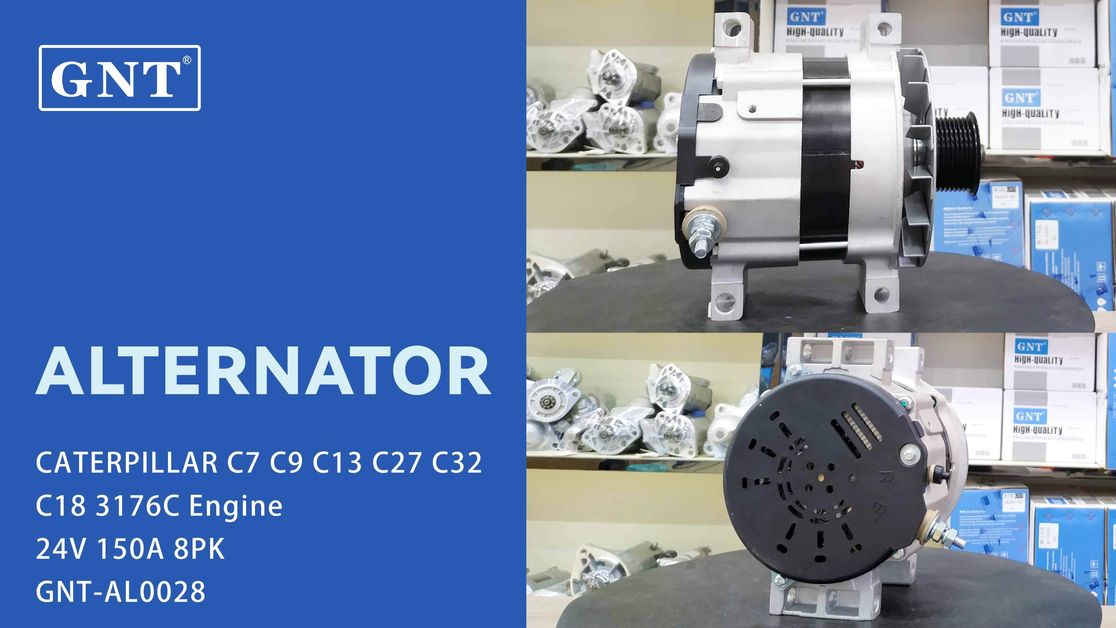 24V 150A Alternator compatible with CATERPILLAR C7 C9 C13 C18 Engine 20R0053 2721889 DAN2002 1012109010 1012109011 ALN9010WA 5613002