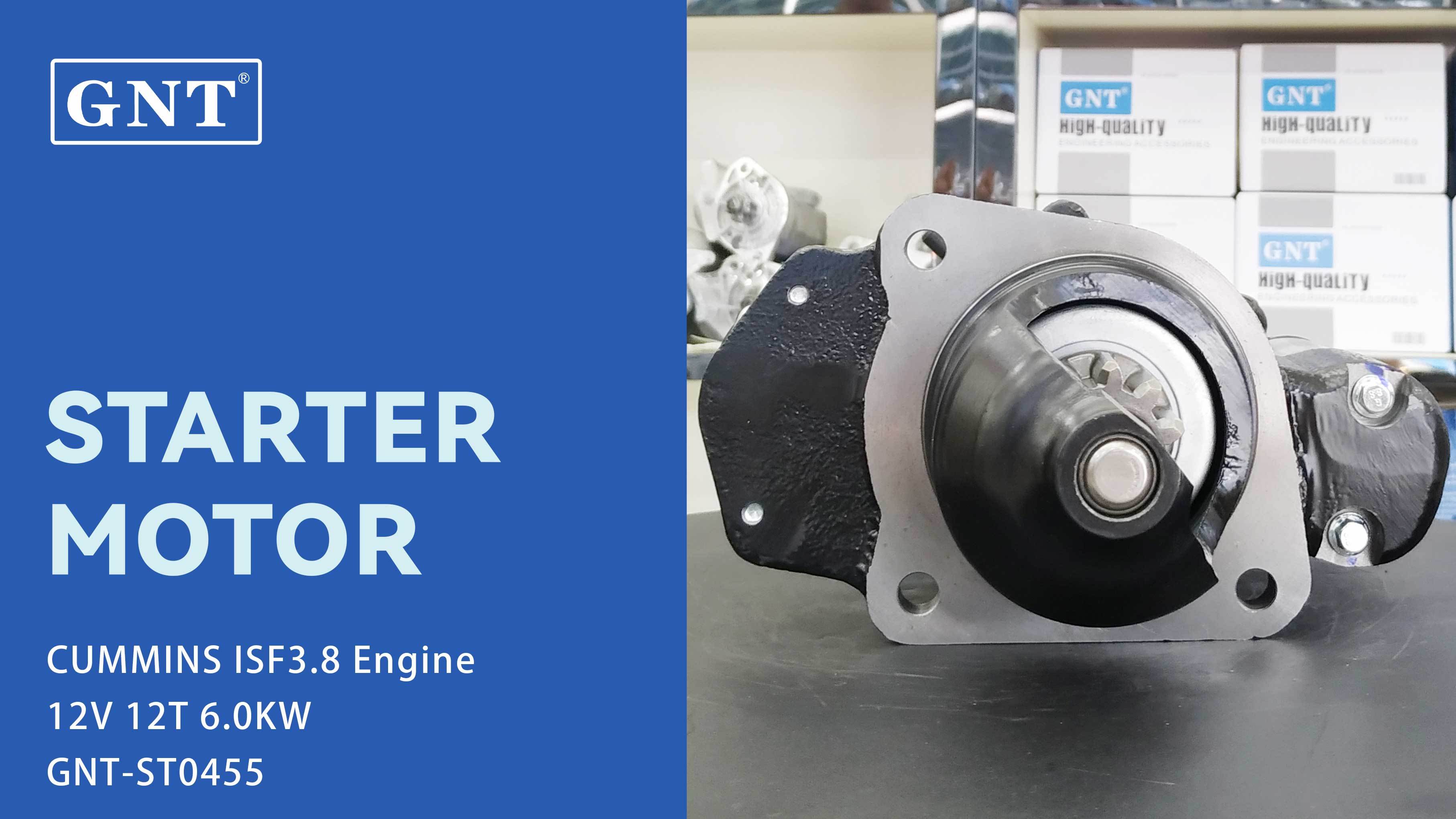 12V 12T 6.0KW Starter compatible with Heavy Duty CUMMINS ISF3.8 Engine M100R2009SE STP2018MH