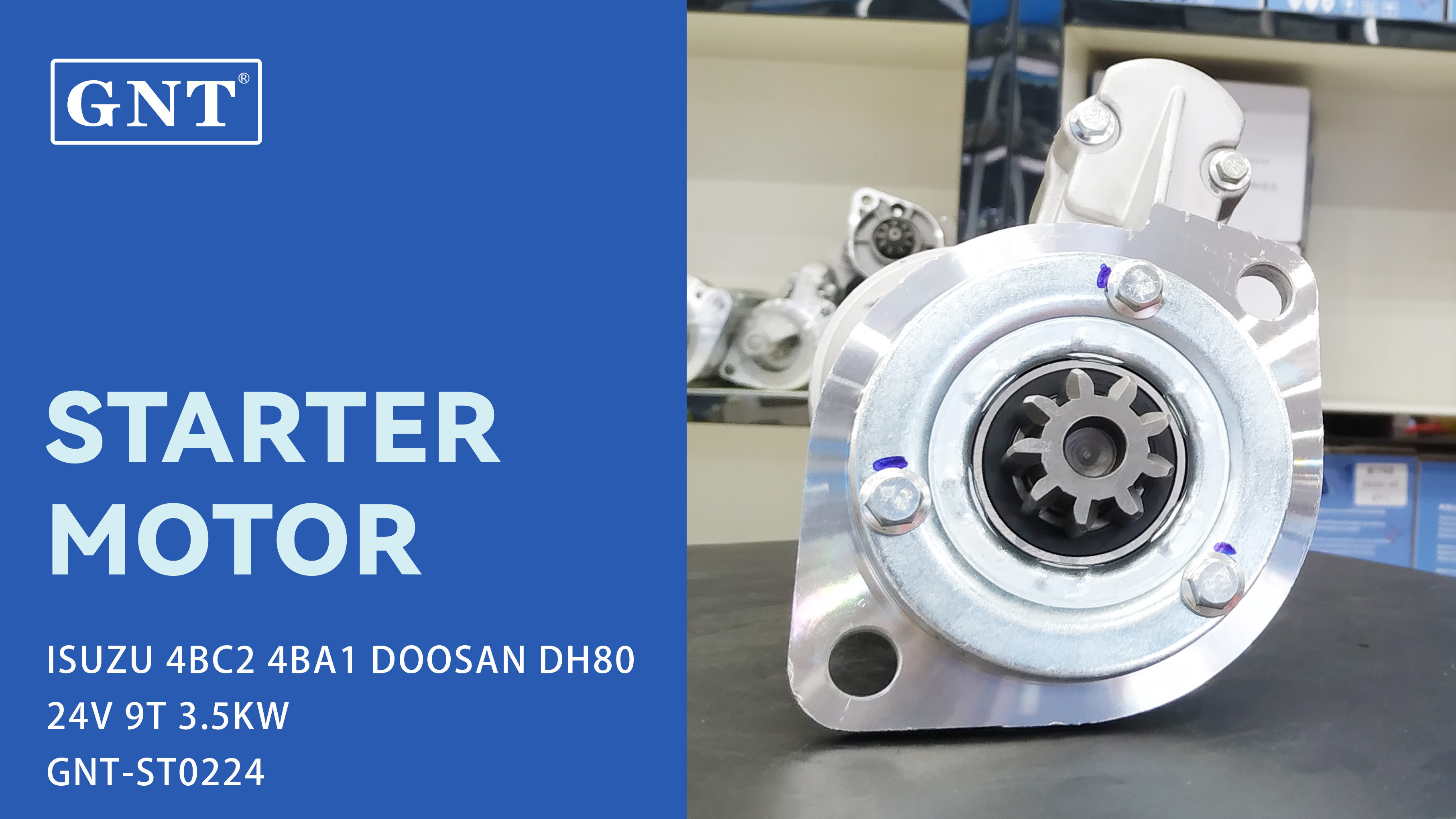 24V 9T Starter compatible with ISUZU 4BC2 DOOSAN DH80 Engine 8984333438 LRS01834 LRS1834 DRS3219 220608 11913177010 11913177011 JS748