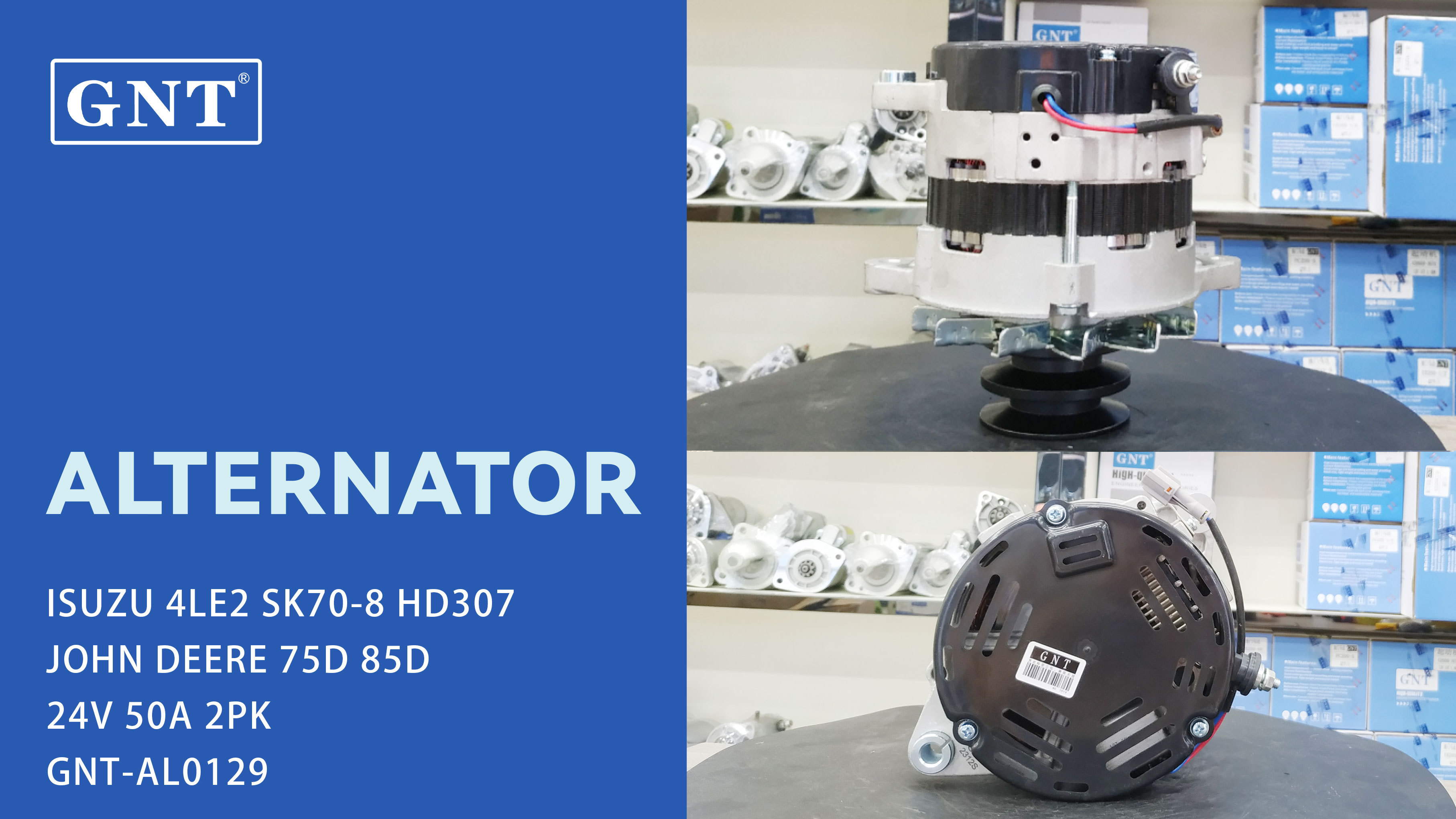 GNT Alternator compatible with Isuzu 4LE2 engine for John deere 75D 85D Case 75 Excavator 8980890630 8980890631 0350004868 0350004598