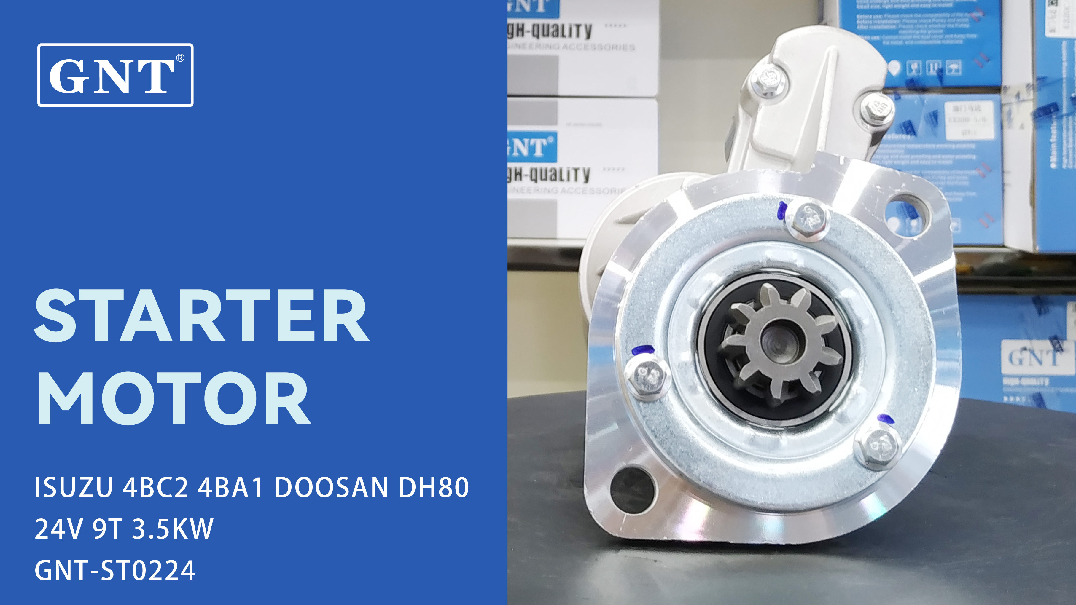 24V 9T Starter compatible with ISUZU 4BC2 DOOSAN DH80 Engine CST20604 CST20604ES CST20604OS CST20604RS CST50609AS CST50609GS S25212