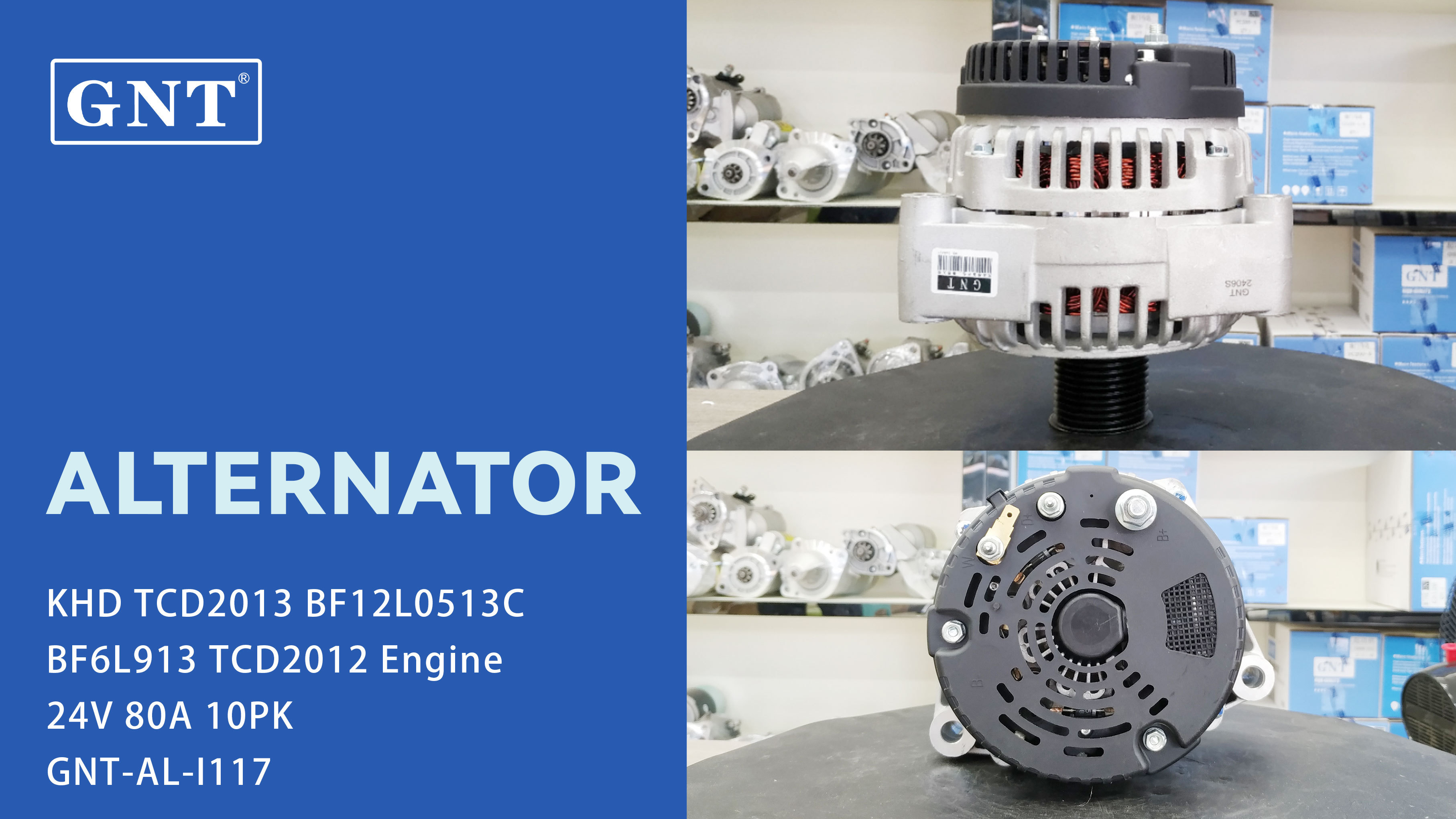 24V 80A Alternator compatible with KHD TCD2013 Engine 11204280 11204409 AAN5106 AAN5116 AAN5121 AAN5836 AAN8178 AAN8189 IA1031 20482686