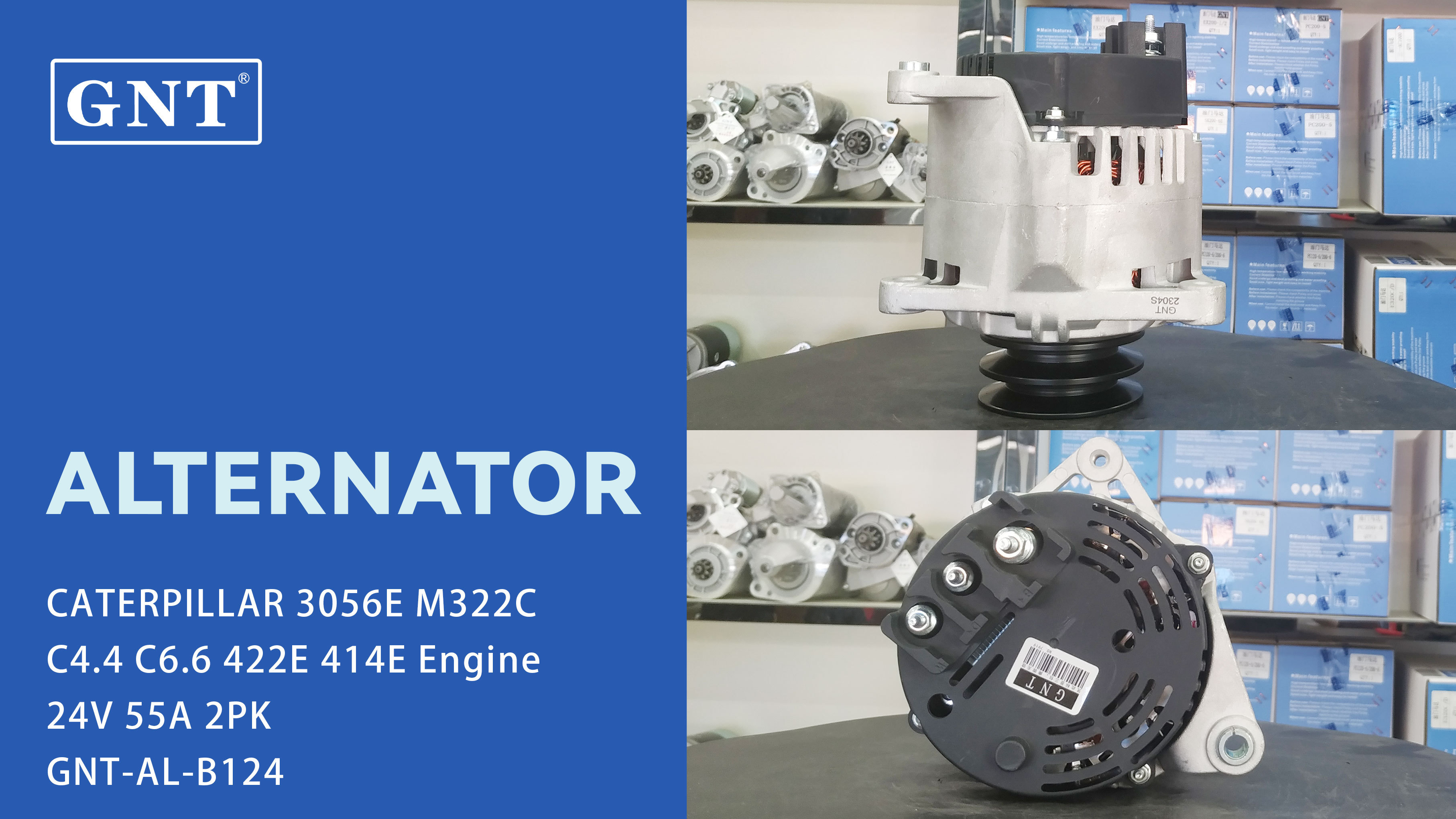 24V 55A Alternator compatible with CATERPILLAR M322C Engine 2253146 3469826 71440208 4246821 063377465010 63377465 LRA03789 63377465010