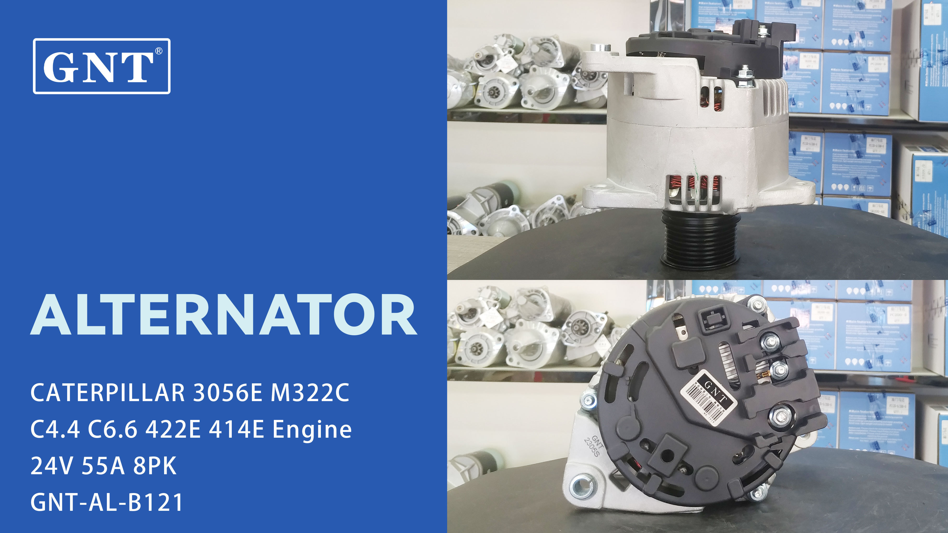 24V 55A Alternator compatible with CATERPILLAR 3056E Engine 2253146 3469826 1022118140 71440208 1022118141 DRA0031 DAN651 4246821 1556256