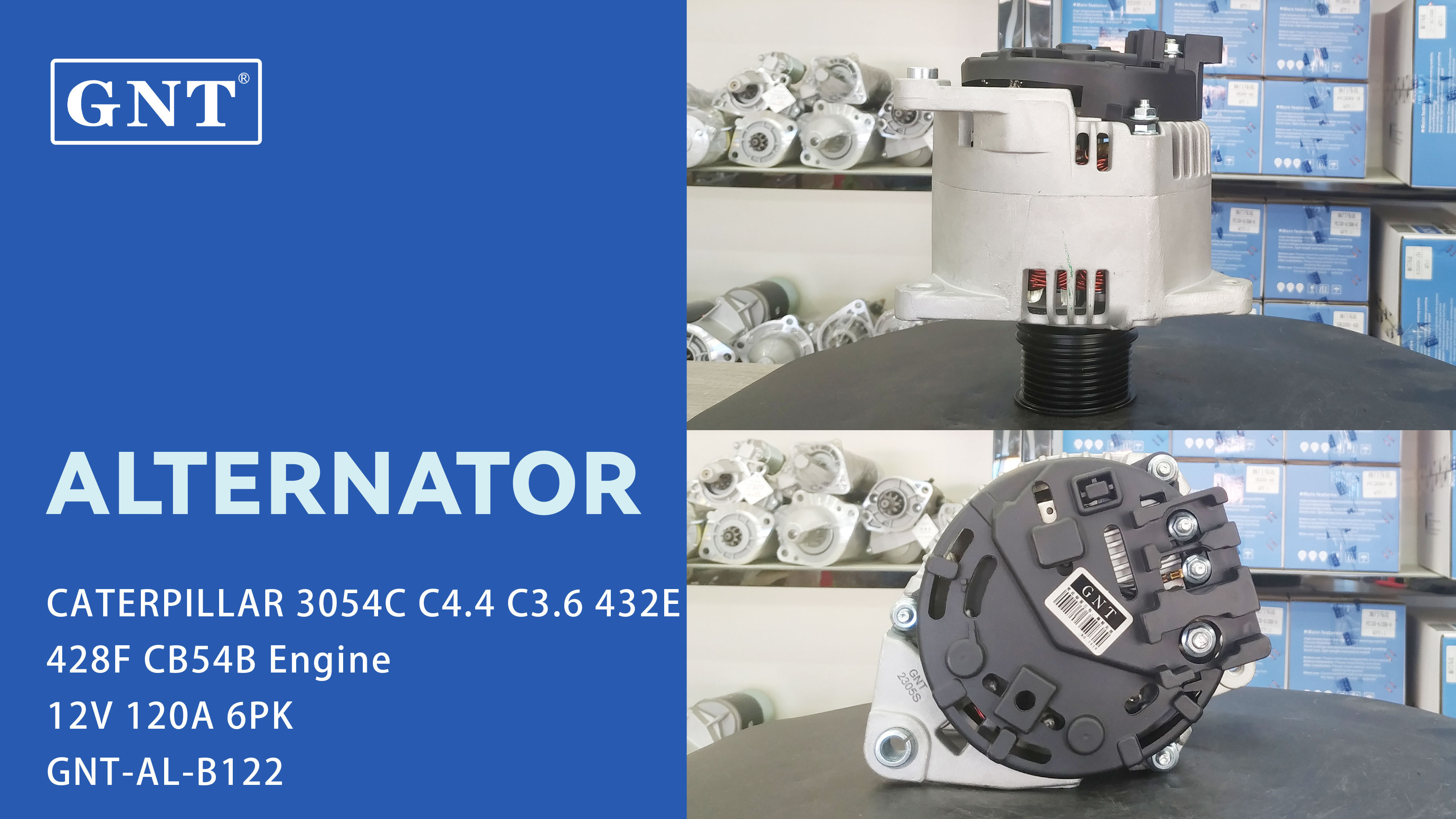 12V 120A Alternator compatible with CATERPILLAR 3054C Engine 2253144 1012101580 2253145 2526256 3469825 5300540 5301440 3832557 11203175