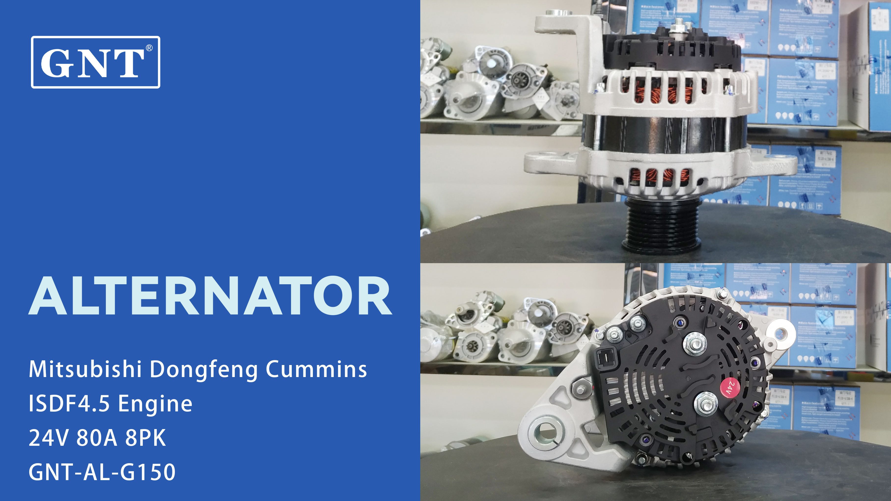 24V 80A GNT Alternator compatible with Dongfeng Cummis ISDF4.5 Engine 5662929 5625968 24010041 3145609 21BJ077