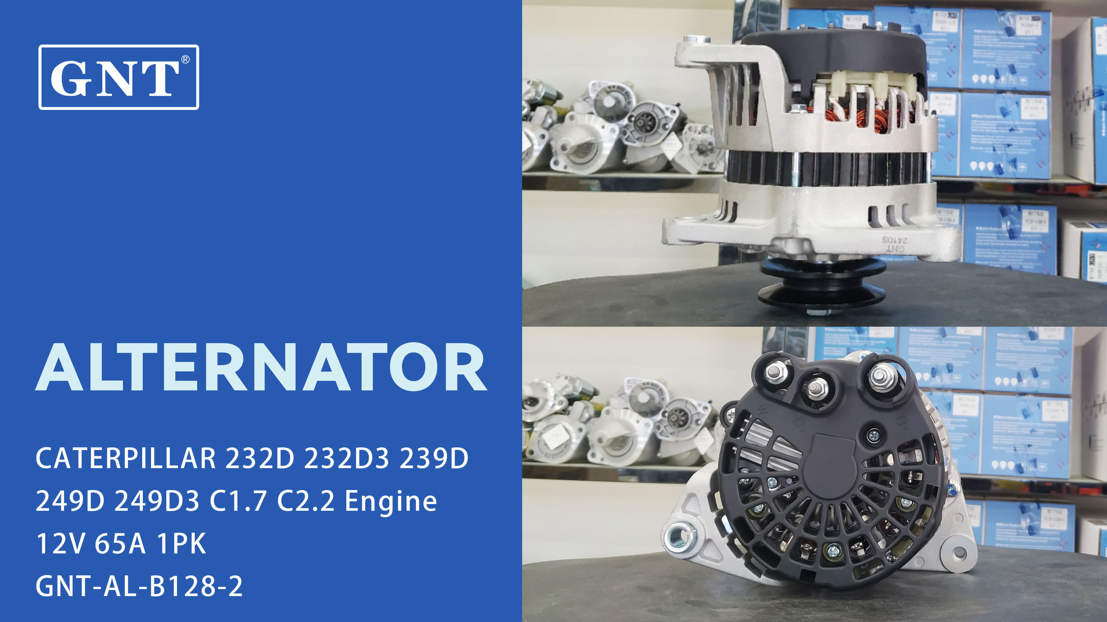 12V 65A Alternator compatible with CATERPILLAR Skid Steer Loaders 226D C1.7 CB2.7 CB2.9 CB2.5 Engine 4900056 394-3496 3943496 8600567