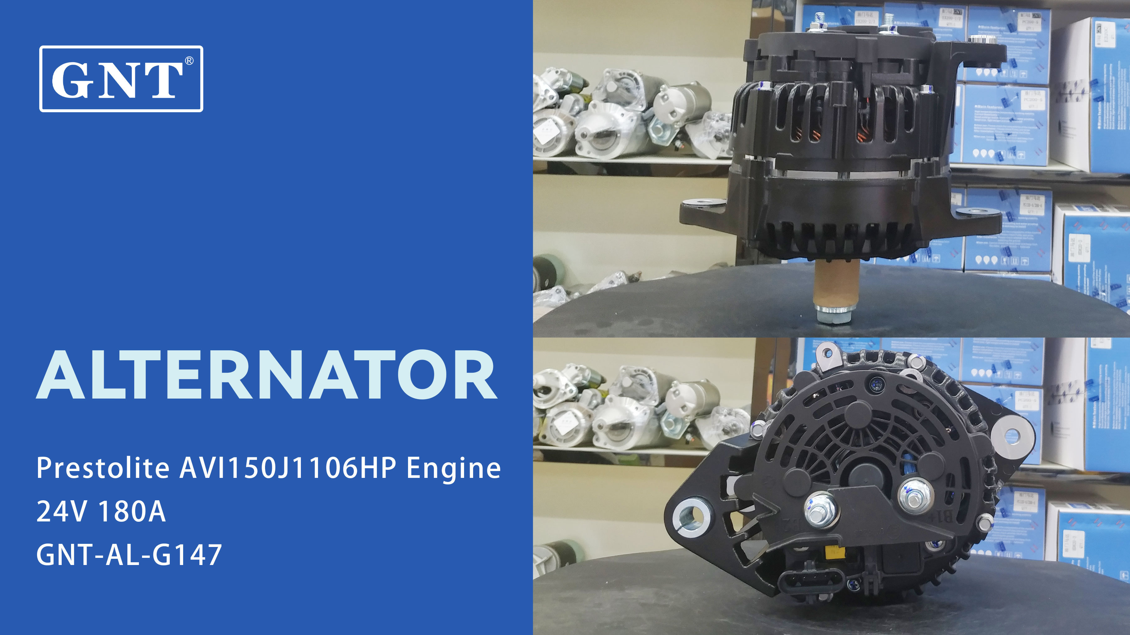 24V 180A Alternator compatible with Prestolite Engine AVI150J1106 706513180 5443960 AVI150J1106HP A150J106 CAL11676 A146676 19093802 11060862