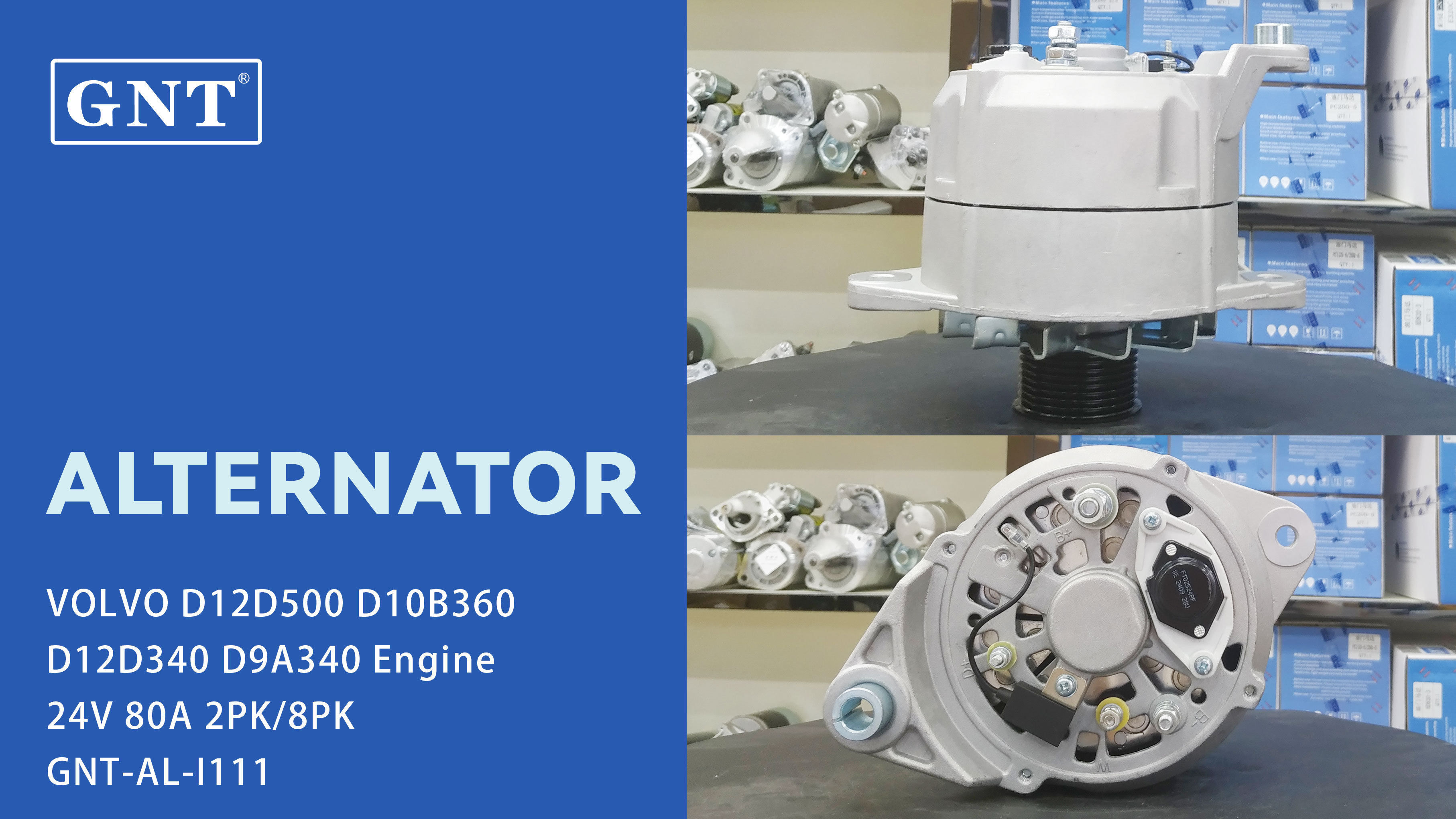 24V 80A Alternator compatible with VOLVO FL12 engine 8113055 8113258 8113915 813477 8136817 8144401 8156816 8156817 85000478 85000479