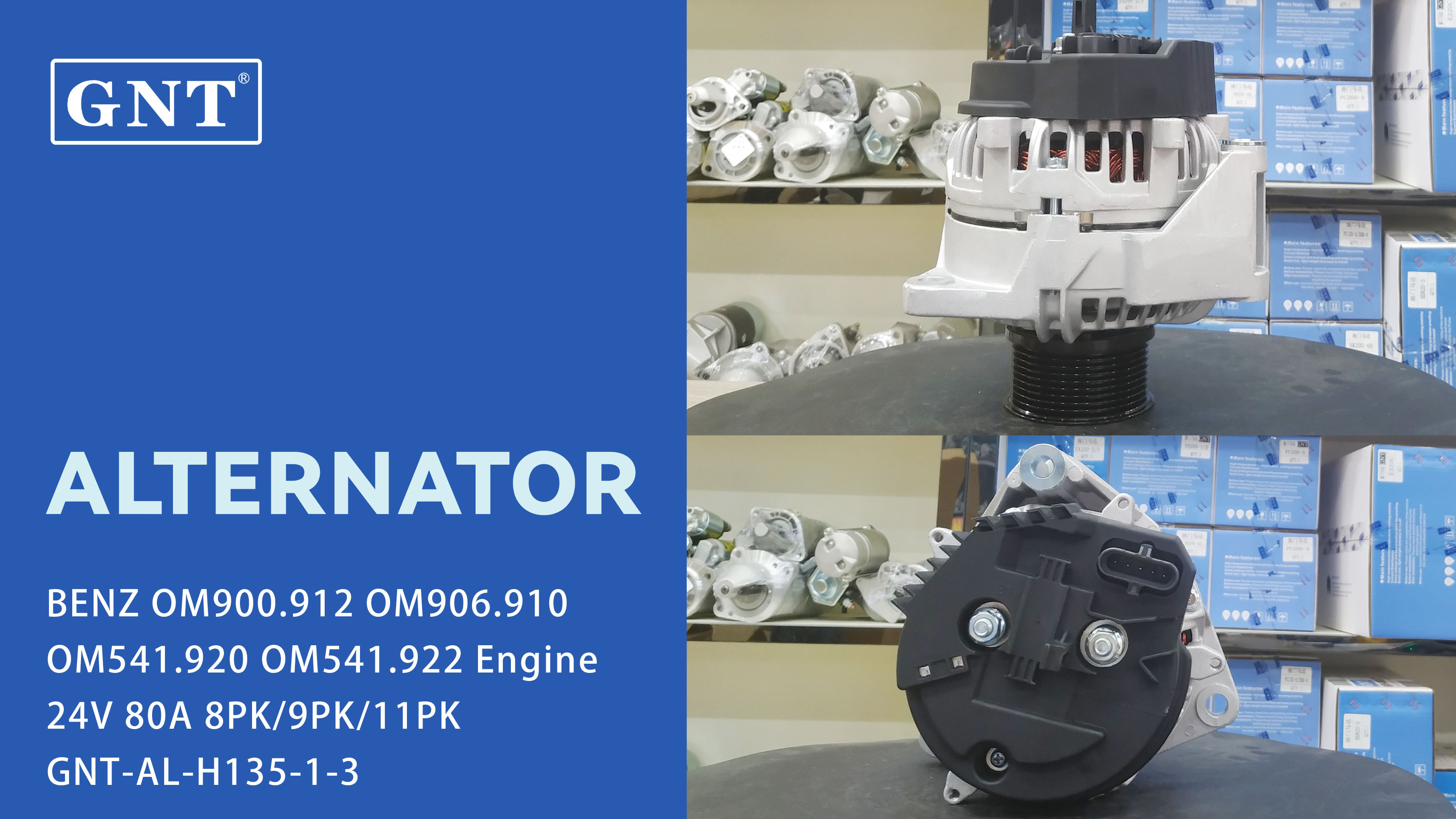 24V 80A Alternator compatible with BENZ OM541.920 Engine 1986A00932 F000BL07N2 F042301116 F042301117 75261183 1516515R 3357747 CA1666IR