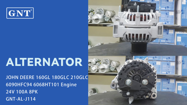 24V 100A GNT Alternator compatible with JOHN DEERE 6090HFC95 Engine 0124655081 0124655190 RE538241 0124655189 RE558676 ALB5081DD