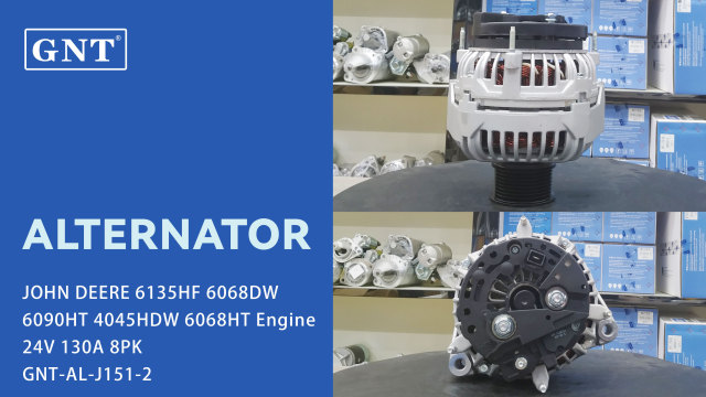 24V 130A Alternator compatible with JOHN DEERE 6090HTJ Engine 0124655080 0124655191 0124655192 F00E100643 RE538907 RE558679 SE502564