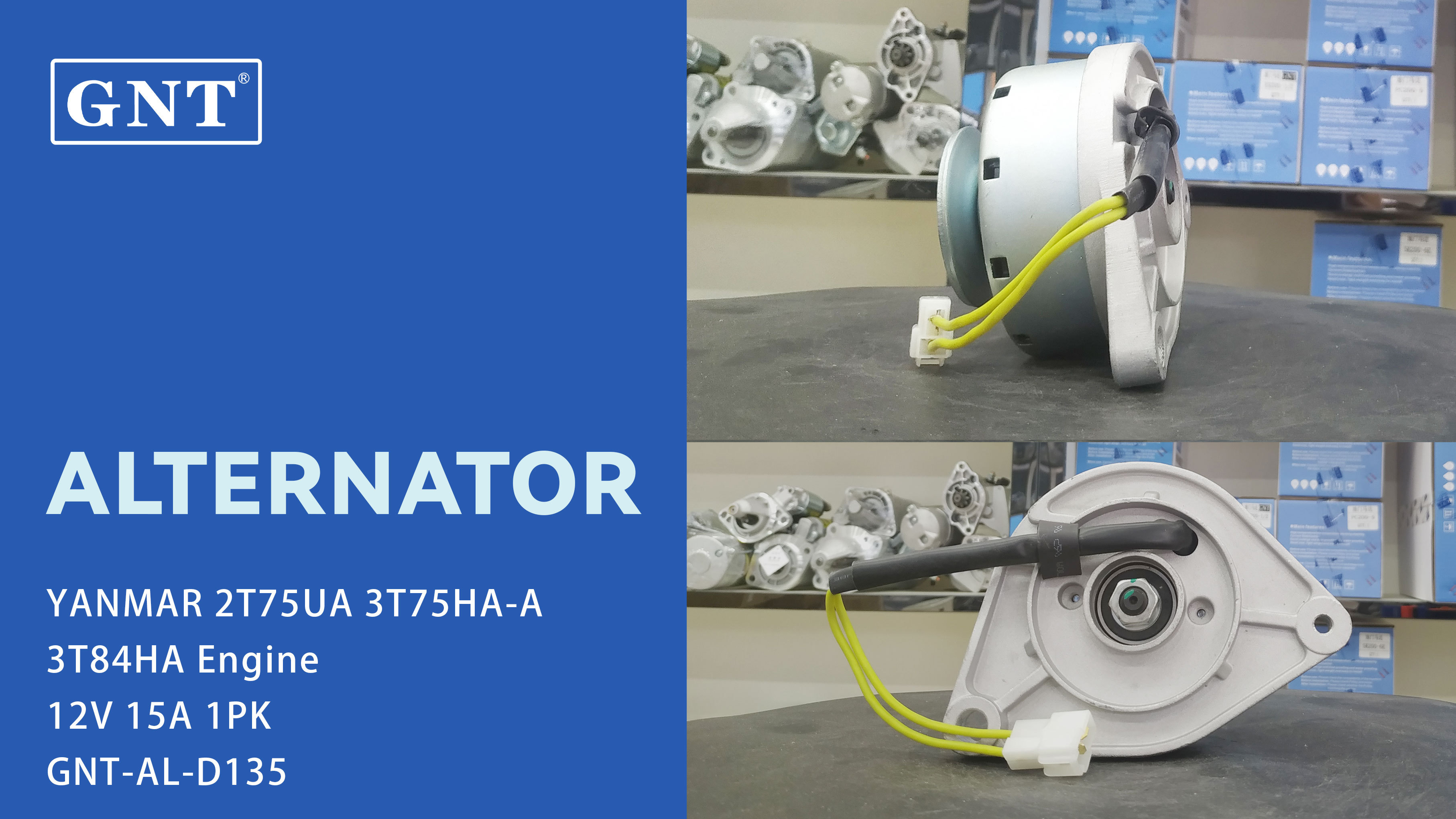 12V 15A GNT High Quality Alternator compatible with YANMAR 2T75UA Engine GP8138 550185046160 12145077200 GP9150 GP8136 185046160
