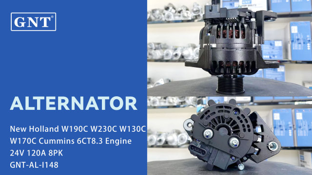 24V 120A GNT Alternator compatible with New Holland W170C Engine AVI147J3013HD 5283555 A147J3213 5332604 AVI147J3109HD 5681782 0124655134