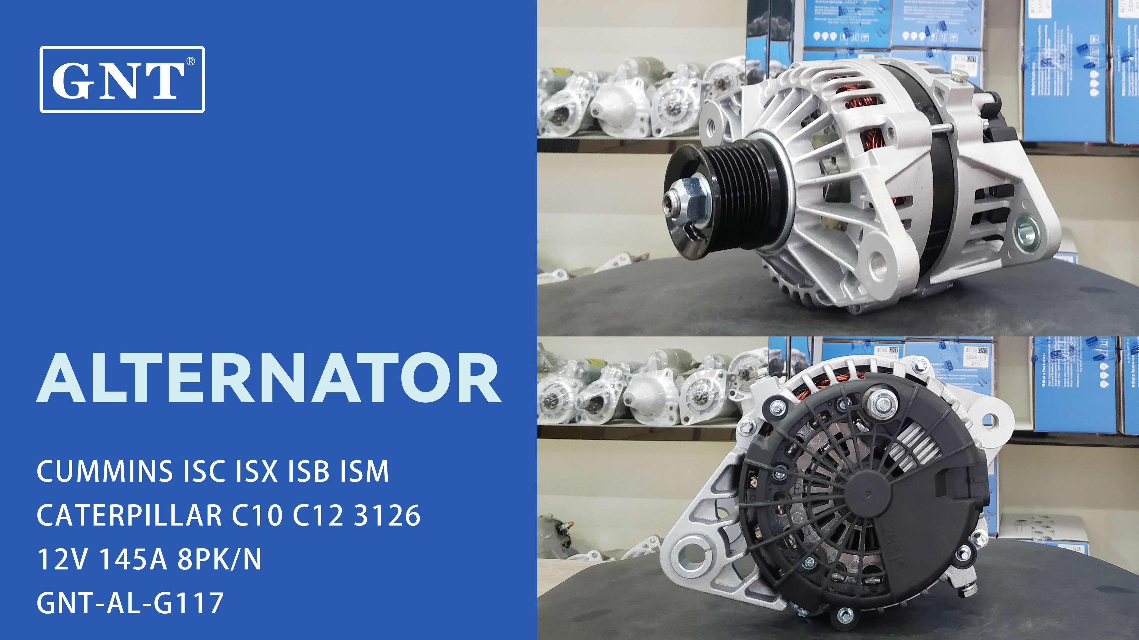 12V 145A GNT Alternator for CUMMINS ISX ISM Engine 3972734 4380686 8600153 4936878 5260128 8600068 5482740 19020901 61008291 8600019