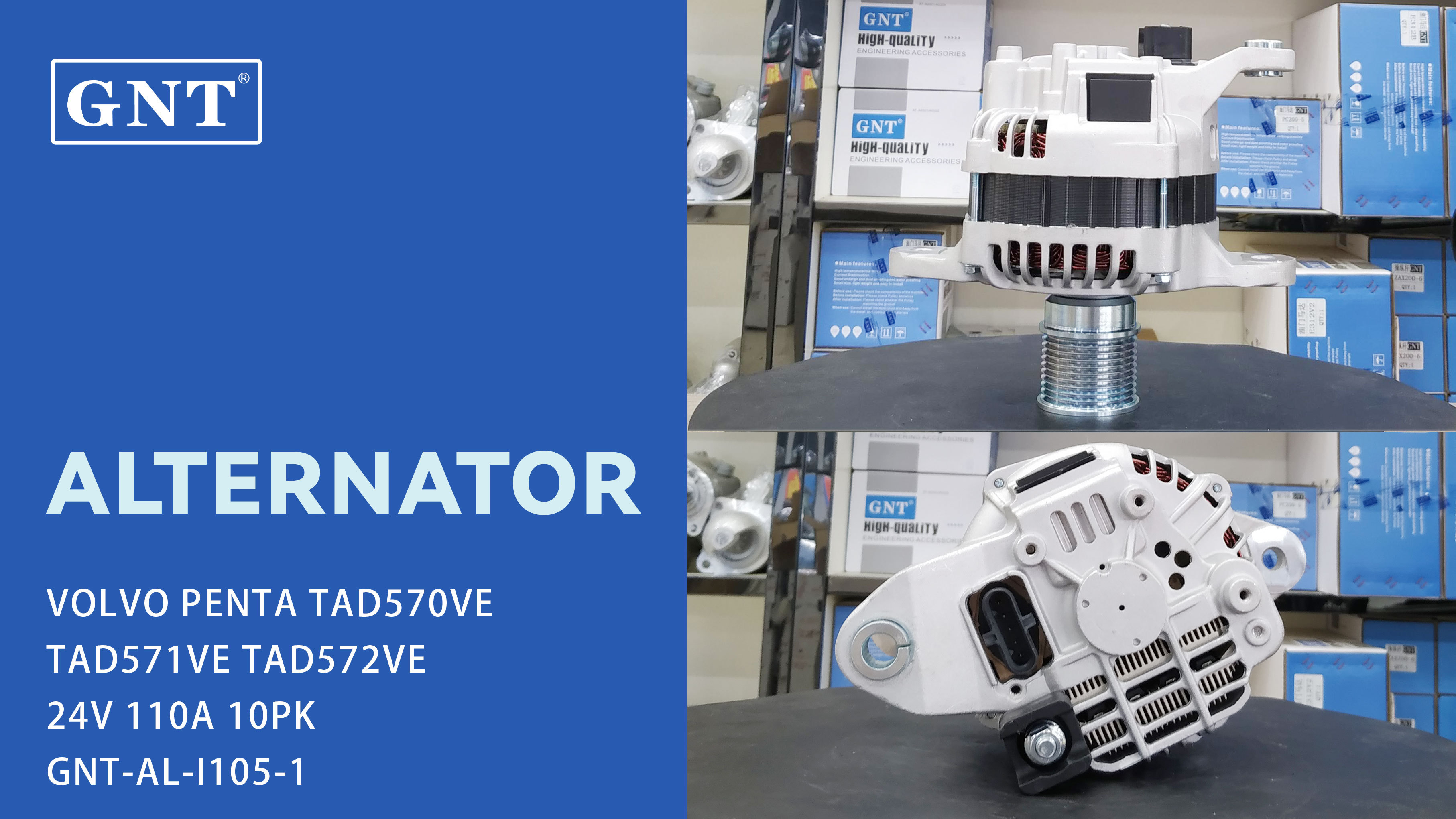 24V 110A Alternator compatible with VOLVO PENTA TAD570VE Engine A4TR6493ZT A4TR6591 A4TR6591ZT A4TR6593 A4TR6593AM A4TR6593ZT 19091100
