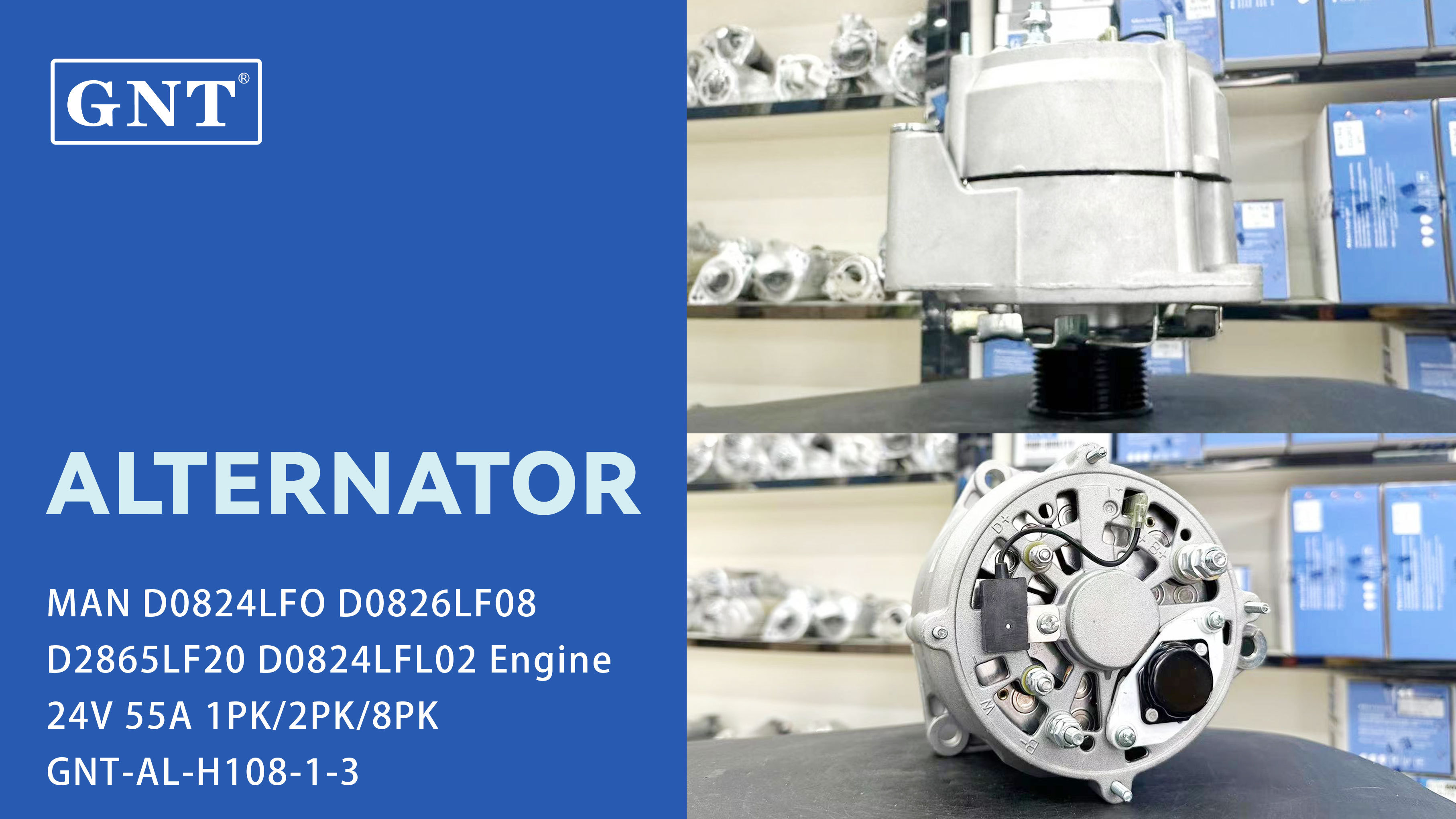 24V 55A Alternator compatible with DAF XF315M Engine 19093020 DA8520 DRA7410 8EL012584081 8EL725736001 6104058 890775 LRA973 LRA977