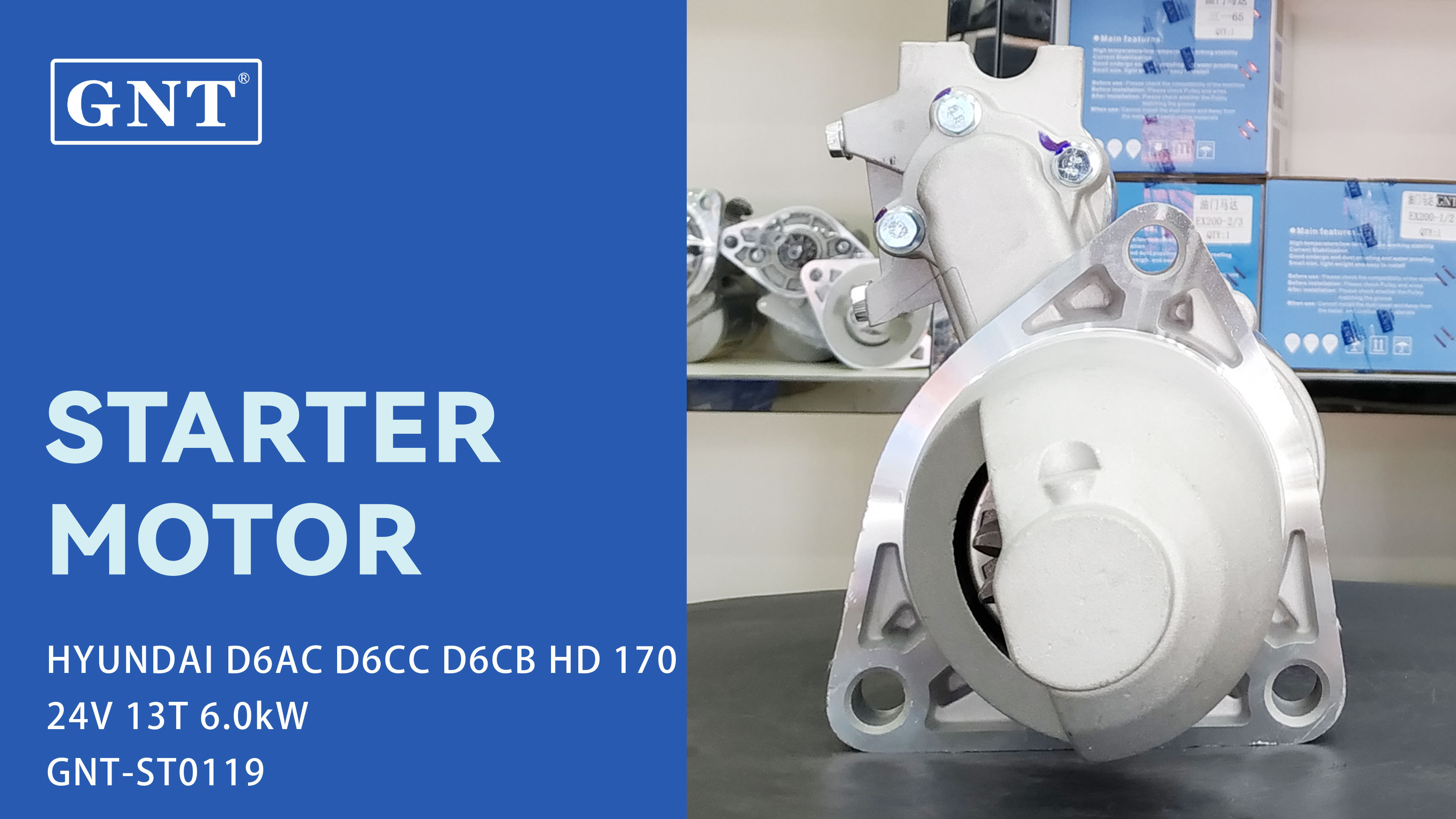 24V 13T GNT Starter compatible with HYUNDAI D6CA Engine 3610084003 600317 3610084400 600896 3610084600 600899 3610084800 3610084AA0