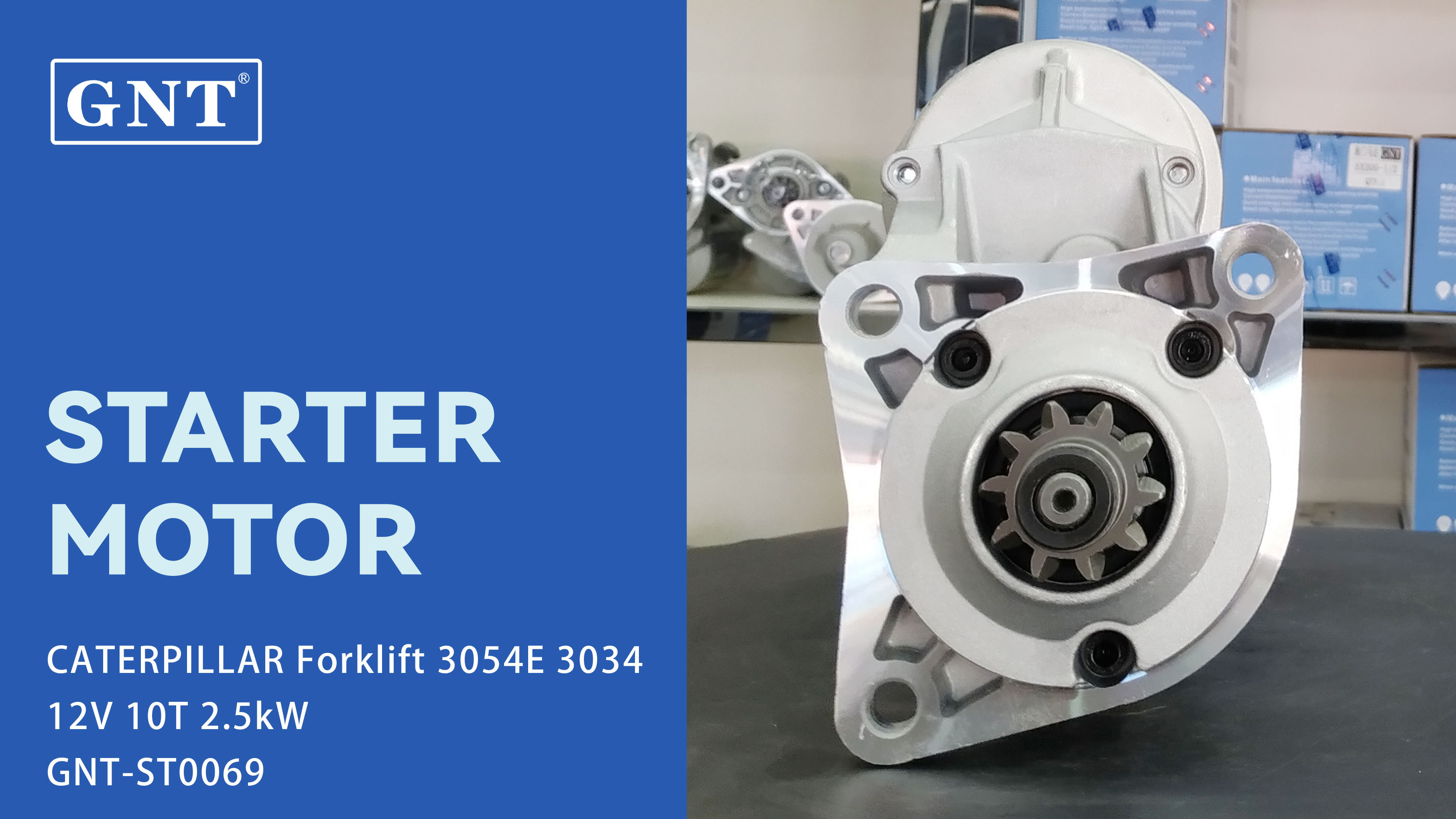12V 10T GNT Starter Motor for CATERPILLAR Forklift C4.4 3054E Engine STN7501LC STN7501SU STN7501UL STN7501US STN7501WD STN7501XY STN7501YJ 18992N