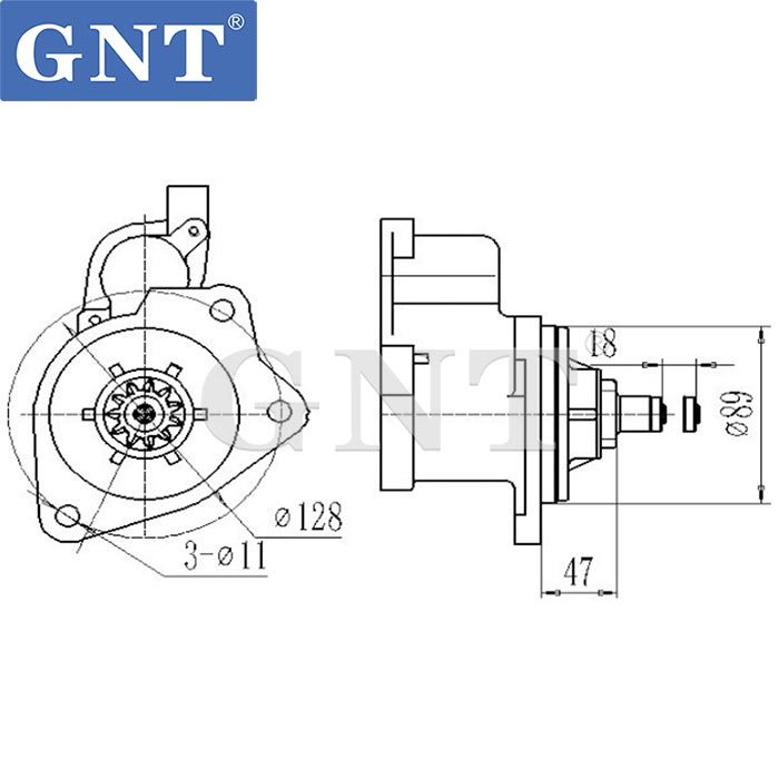 24V 11T 5.5KW GNT High Qulaity Starter compatible with Hyundai D34D DX120 Engine 30051600042 30051600042A 65262017091 65262017092 65262017093 65262017075 65262017075A 65262017093 968436577 STD7093EC STD7093KR STD7093NB