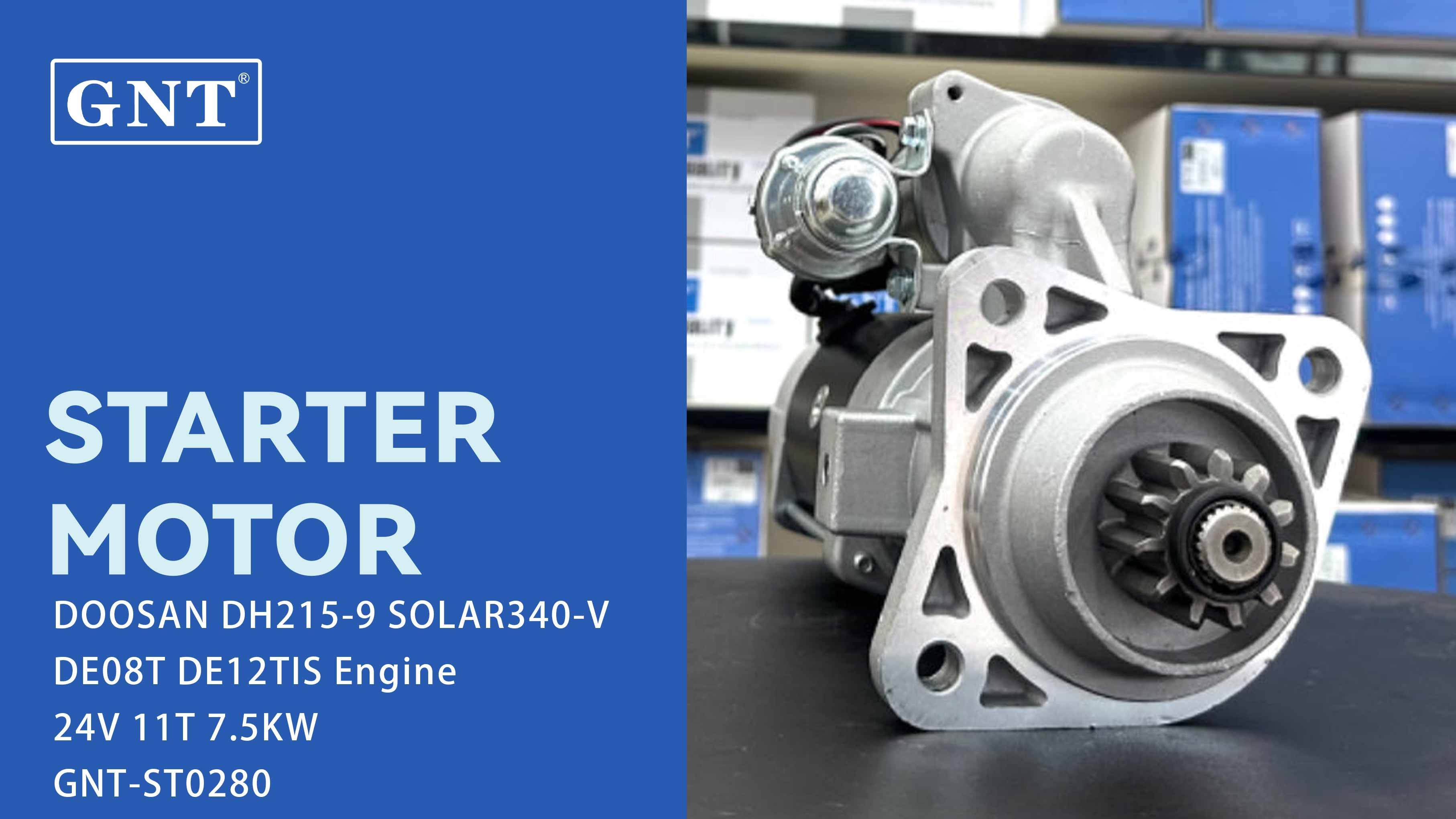 24V 11T Starter compatible with DOOSAN DE12TIS DE08T Engine 65262017070 65262017070D STD6603KR STD6603LP STD6603MH STD6603NB STD6603SK STD7603NL STD8603NL