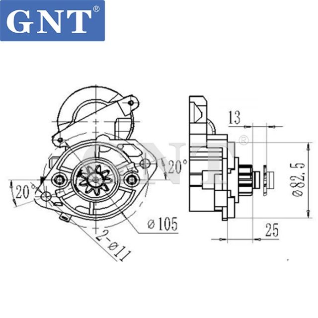 12V 8T GNT Starter compatible with KUBOTA D1803 D1703 V2203 Engine 115322 2280008690 2280008691 2280009800 2280009801 DSN2089