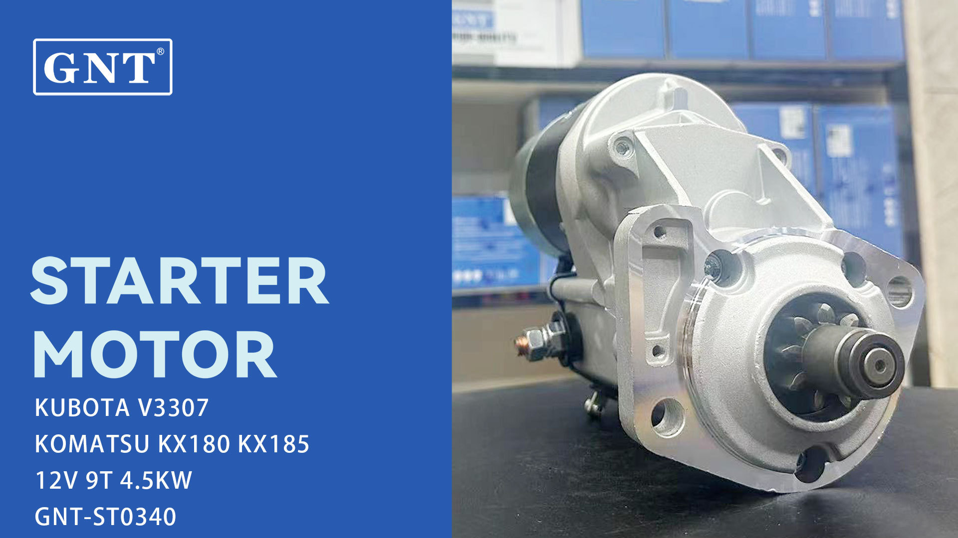 12V 9T Starter motor compatible with Kubota KX180 KX185 V3307 Engine 4280004860 4280008310 STN1551LP STN1551NL STN1551YJ 1G52463010 1J55263010 300N11719Z