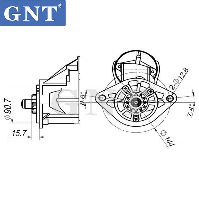 12V 12T 2.5KW GNT Starter Motor compatible with YANMAR MARINE Engine 2810017010 2810017040 2810017060 2810017061 2810017070 2810017081 2810017090 2810017091 STR6081