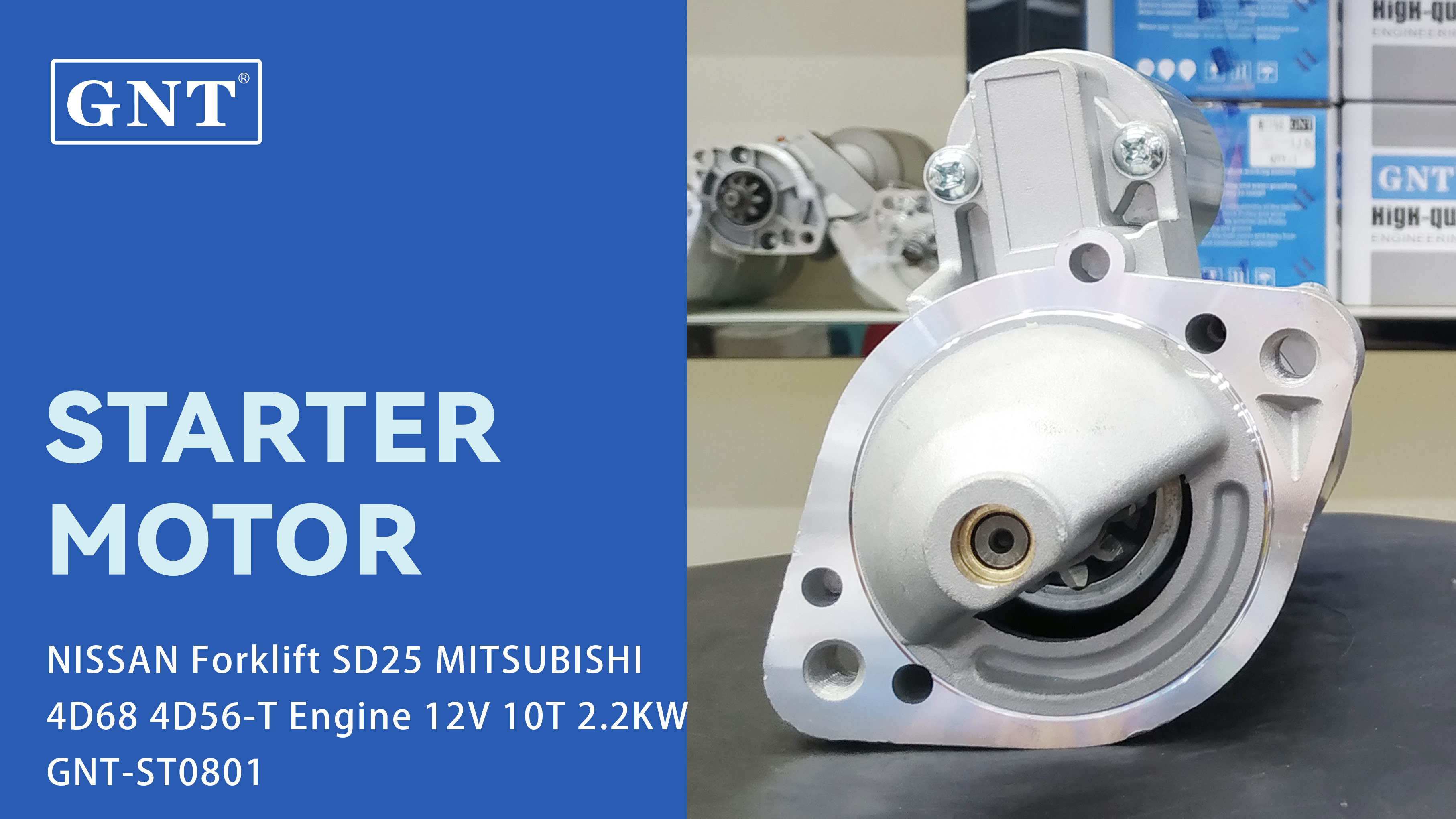 12V 10T GNT Starter Motor compatible with MITSUBISHI 4D68T Engine 115466 STM5371YN M2T85371 23300FY500 2-7219-1W