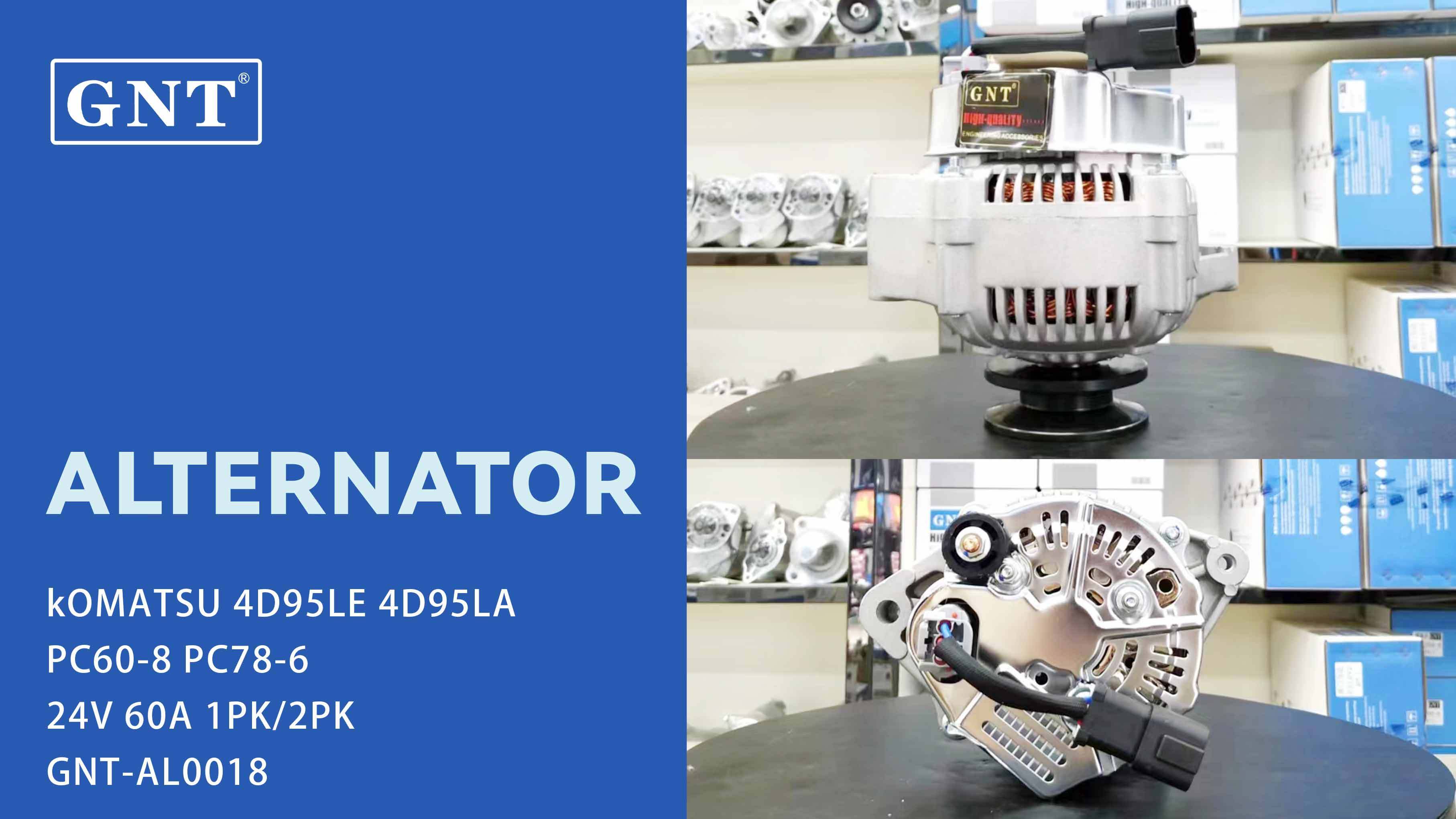 24V 60A Alternator compatible with KOMATSU PC60-8 4D95LE 4D95LA Engine 0986082770 114186 CAL40354 DRA4274 1022112120 1022112250 1022119470 DAN951 JA1792IR 8EL738211751