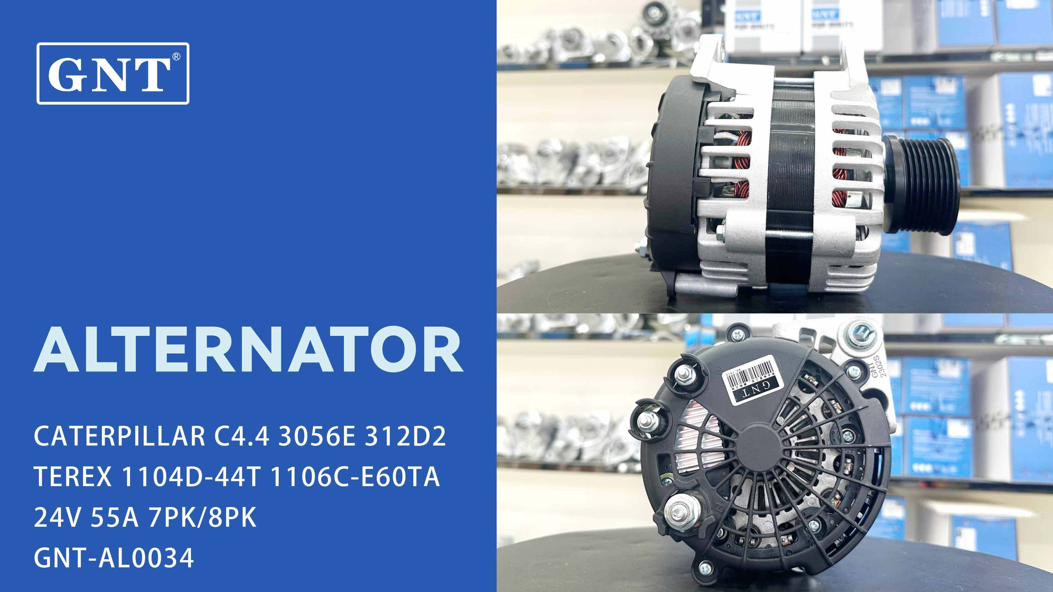 24V 55A Alternator compatible with CATERPILLAR 3056E Engine DRA0031 1022118140 1022118141 DAN651 1556256 71440208 ALE3141LP