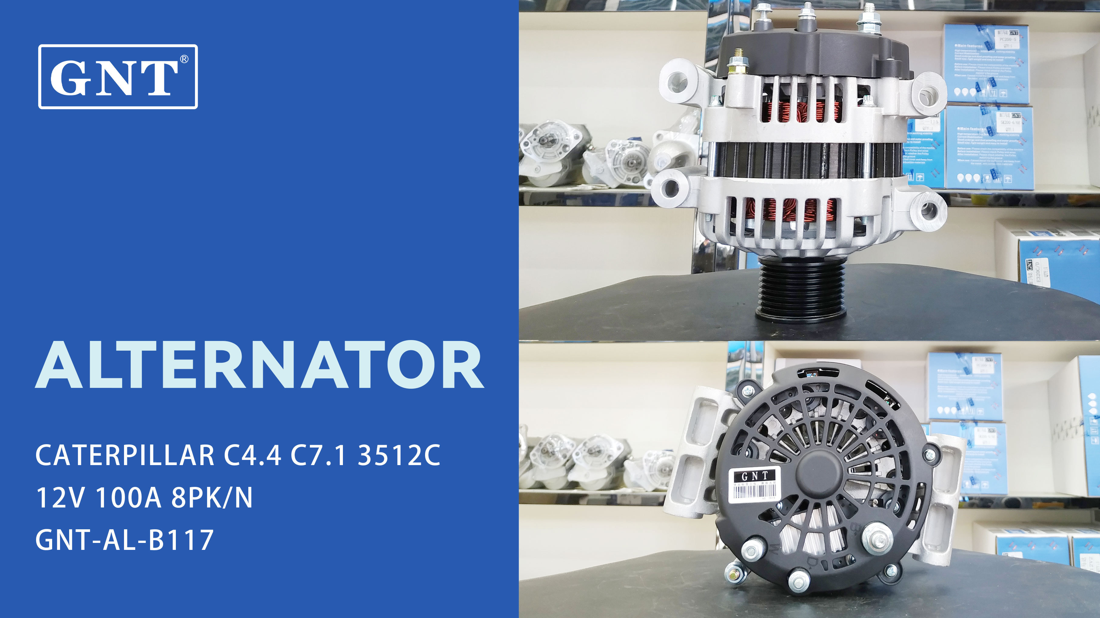 12V 100A Alternator compatible with CATERPILLAR C4.4 C7.1 3512C Engine 8600375 8600687 ALD8903LK ALD8903ML ALD8903NB T405758 T430452 21211N 301N21066Z