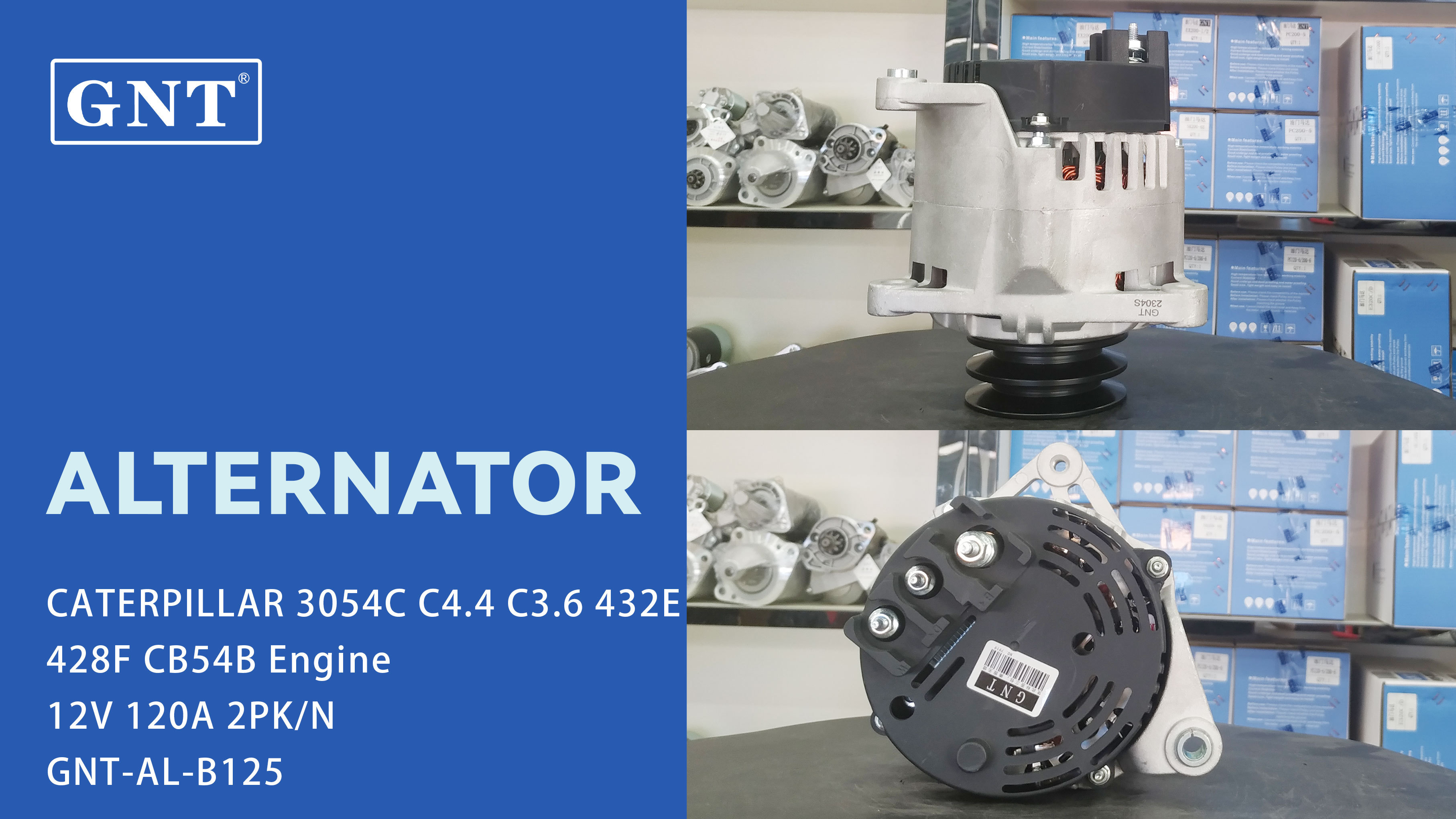 12V 120A Alternator compatible with CATERPILLAR C4.4 Engine DAN650 11203175 AAK5384 IA1203 71440156 ALE3967CY ALE3967LK ALE3967LP ALE3967UX ALE3967YX