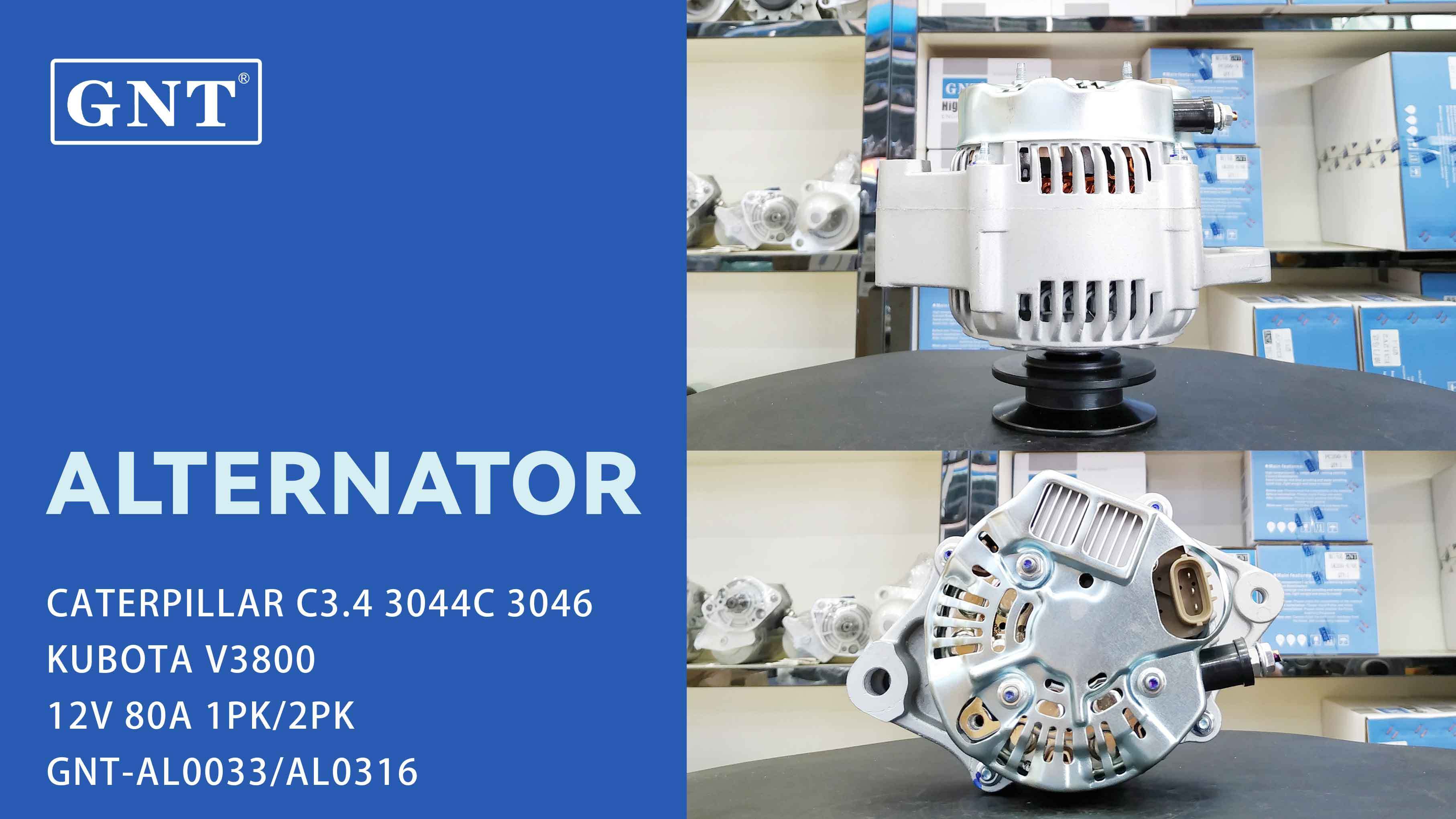 12V 80A Alternator compatible with CATERPILLAR C3.4 3046 KUBOTA V3800 Engine ALN4902LK 9513160 3286803201 32B6803201 20130227 11633N 12192N 301N20903Z 301N21184Z