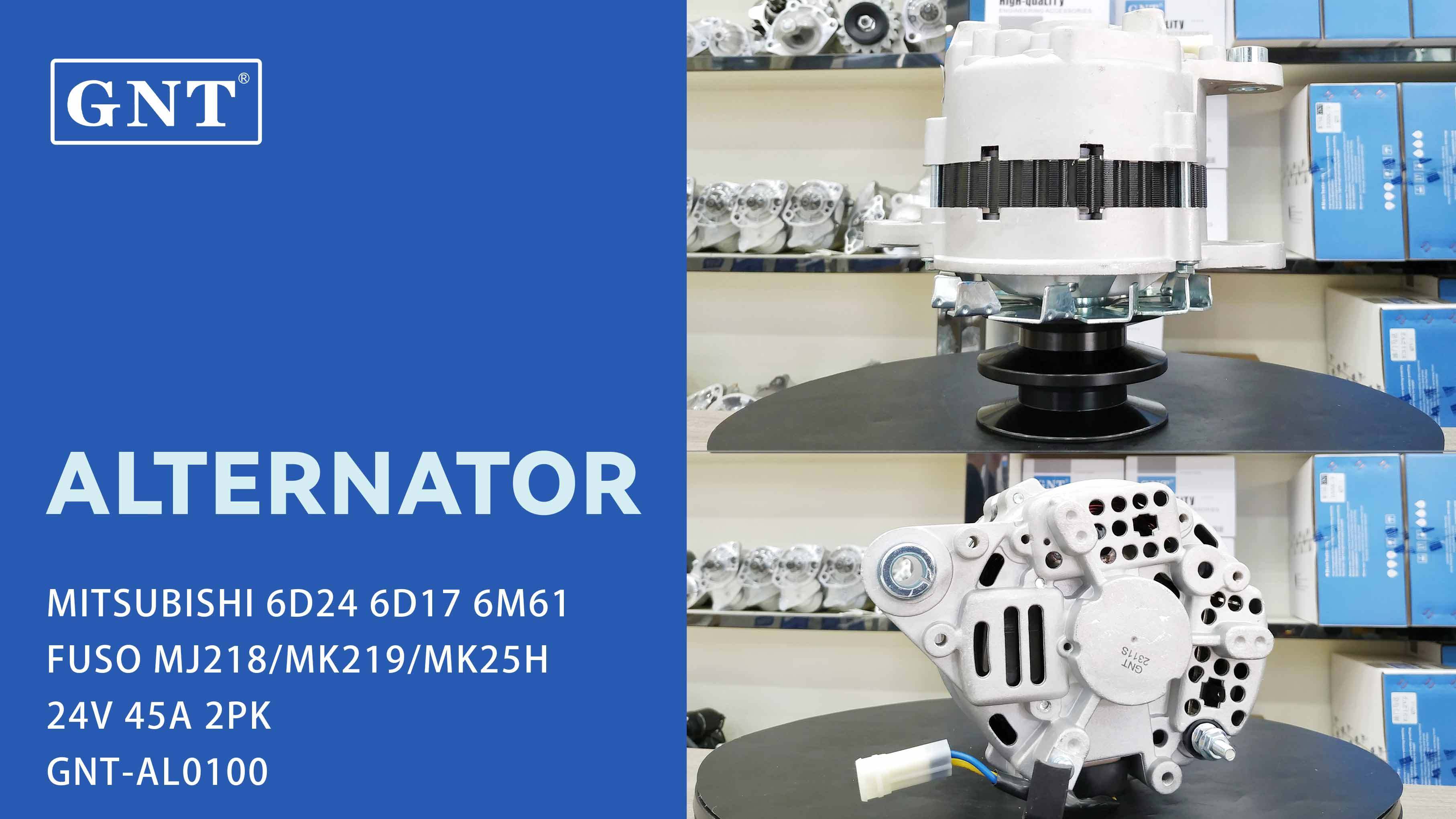 24V 45A Alternator compatible with MITSUBISHI 6M61 6D17 Engine ME087508 ME091694 ME093900 ALM0209RB ALM0209WA 90-27-3200 12308N 301N20581Z