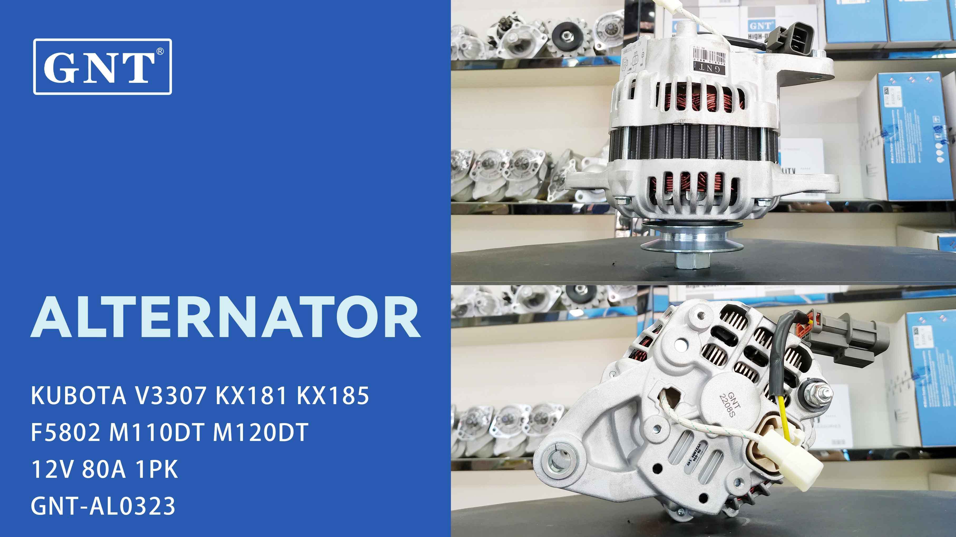 12V 80A Alternator compatible with KUBOTA V3307 KX185 Engine A5TA5977 A5TA5977B A5TA5999 ALM2160WA 12726N 301N21228Z