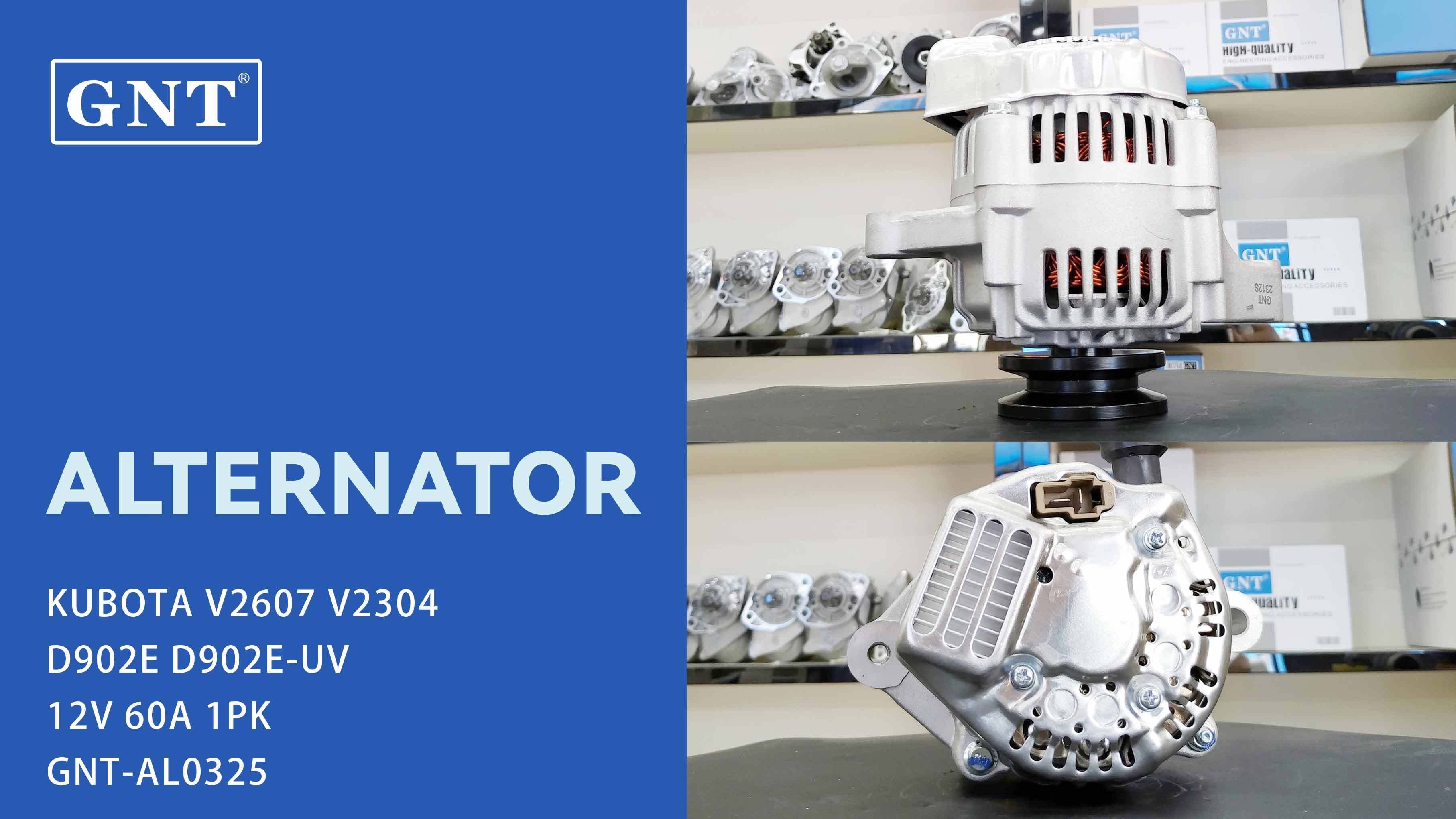 12V 60A Alternator compatible with KUBOTA V2607 V2304 Engine 112721 1012112490 1012112850 1012118770 1012118771