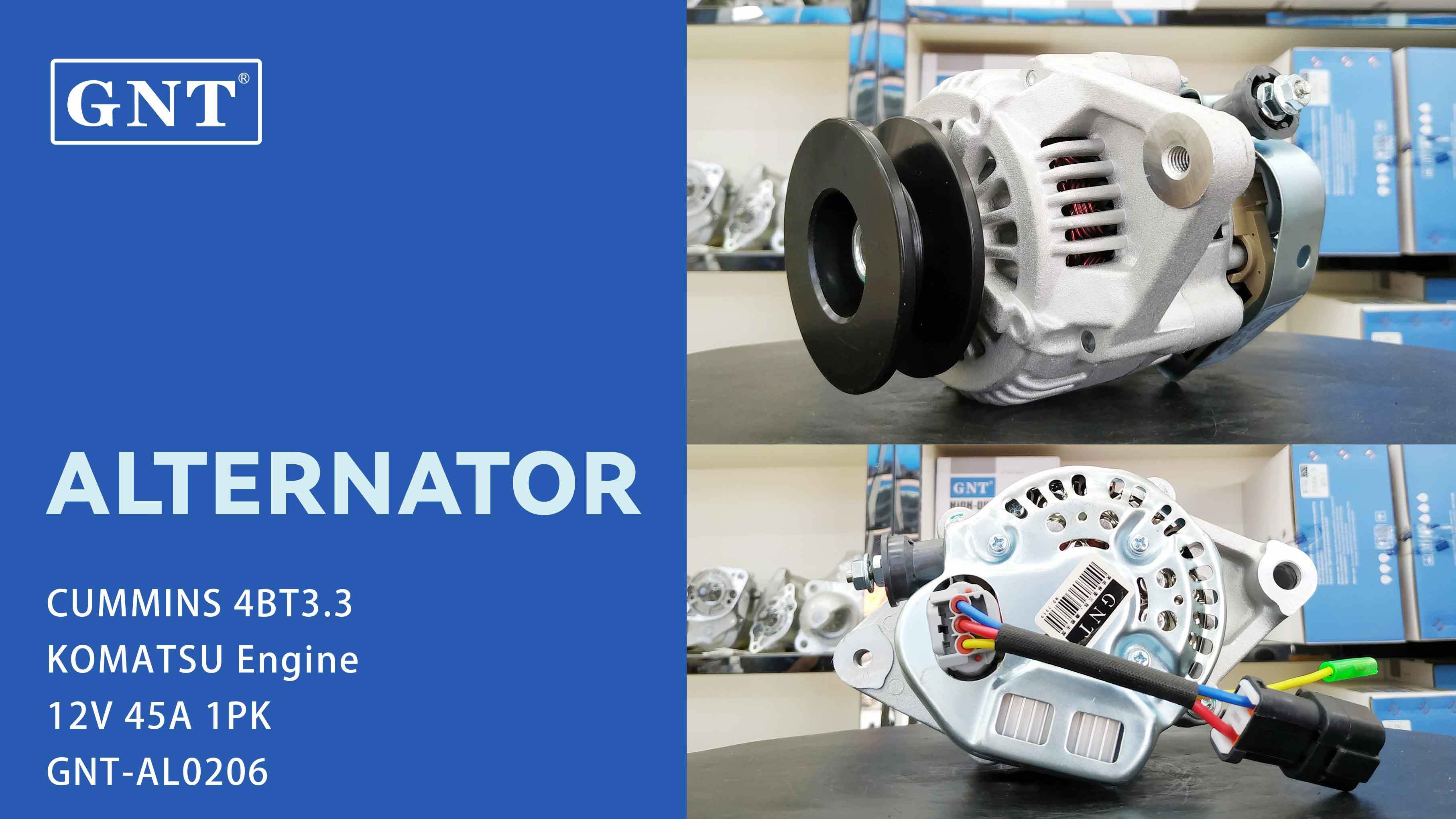12V 45A Alternator compatible with CUMMINS 4BT3.3 Engine 4983658 0210800840 1012111250 DAN2022 6008611350