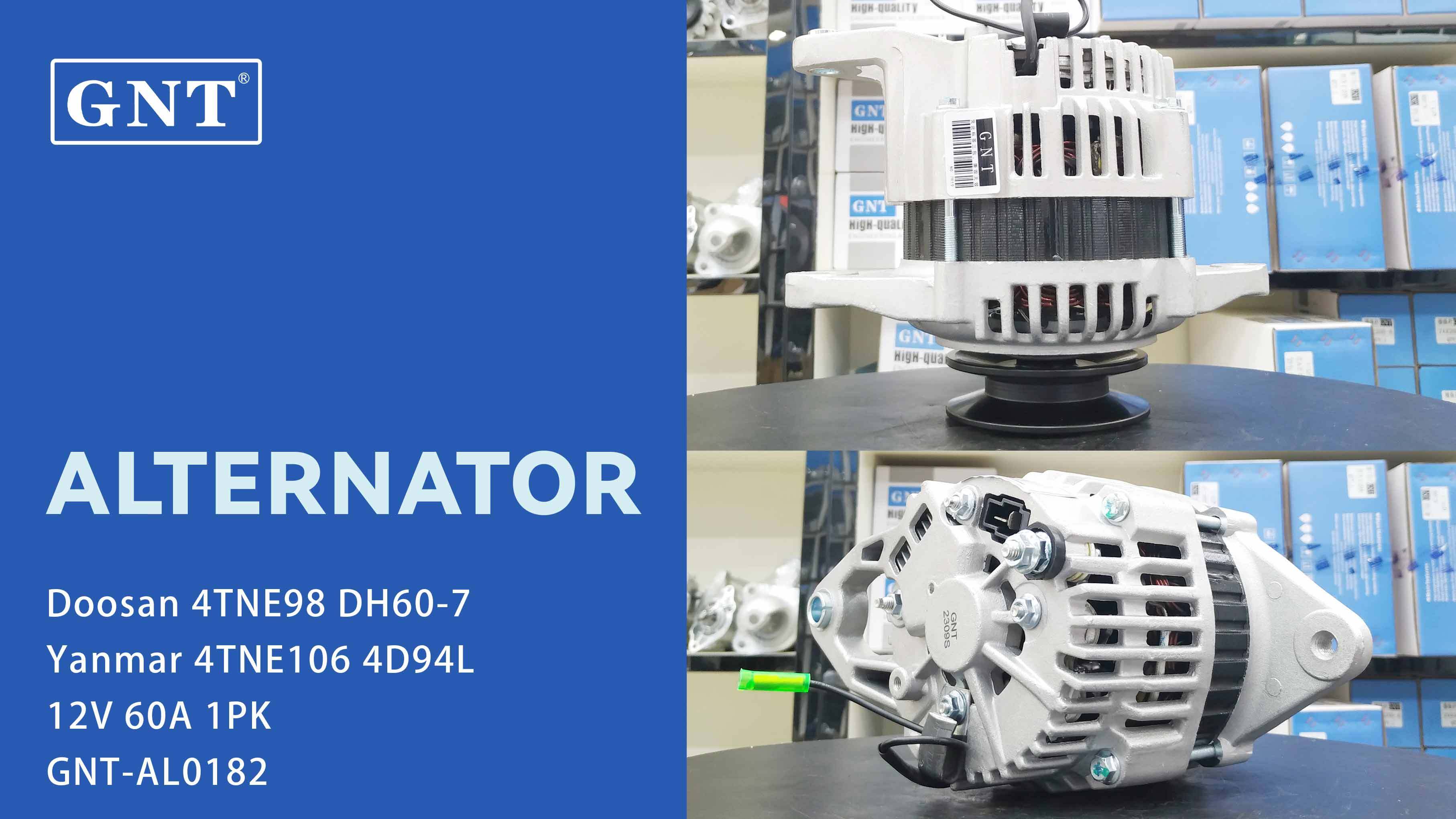 12V 60A Alternator compatible with DOOSAN 4TNE98 DH60-7 Engine 112671 114672 DRA0835 LR160735 LR160735B LR160741